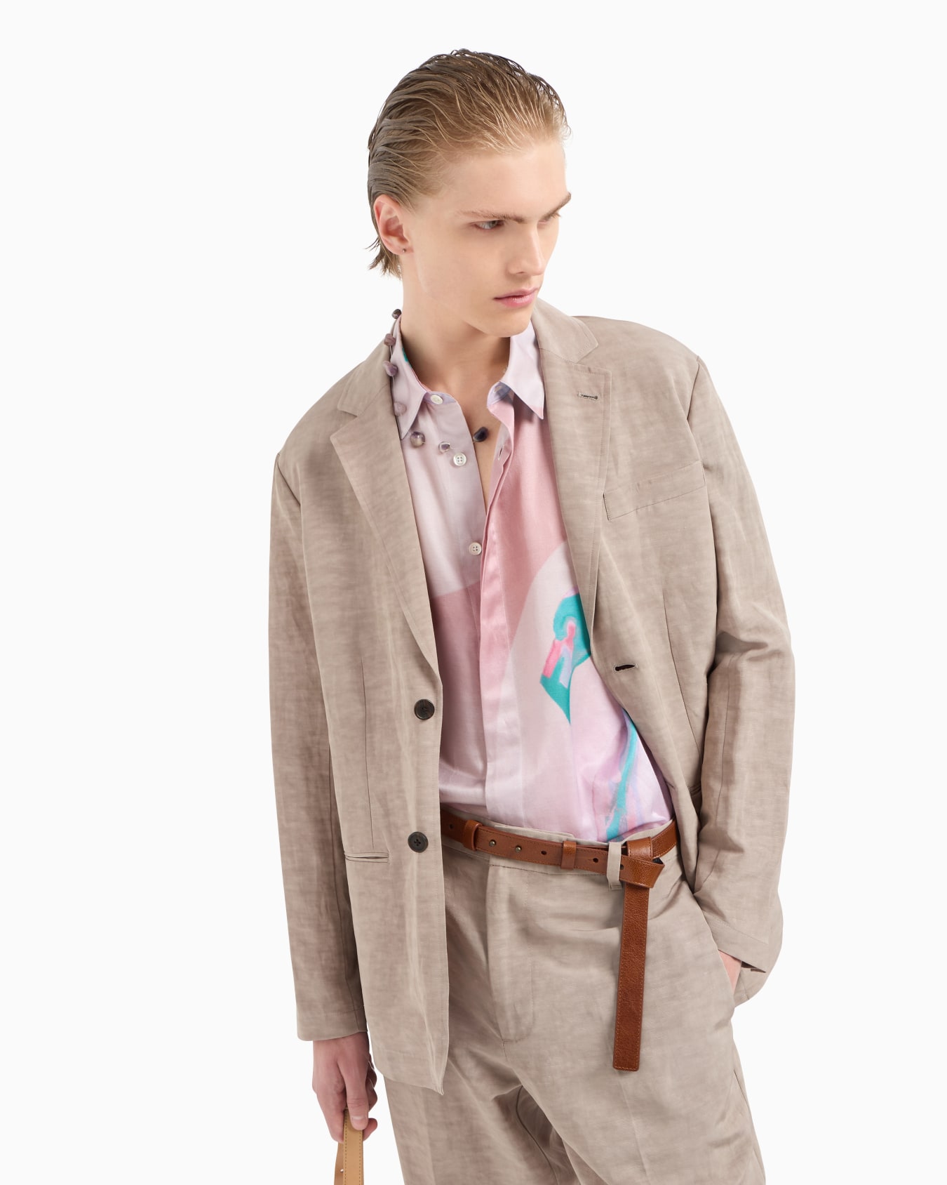 Single-breasted linen-blend blazer Slide 6