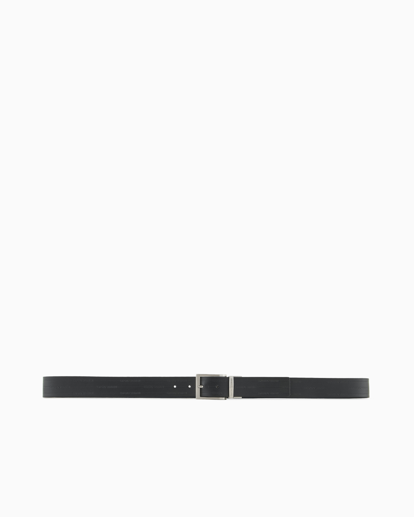 Reversible leather belt with embossed logo Slide 2