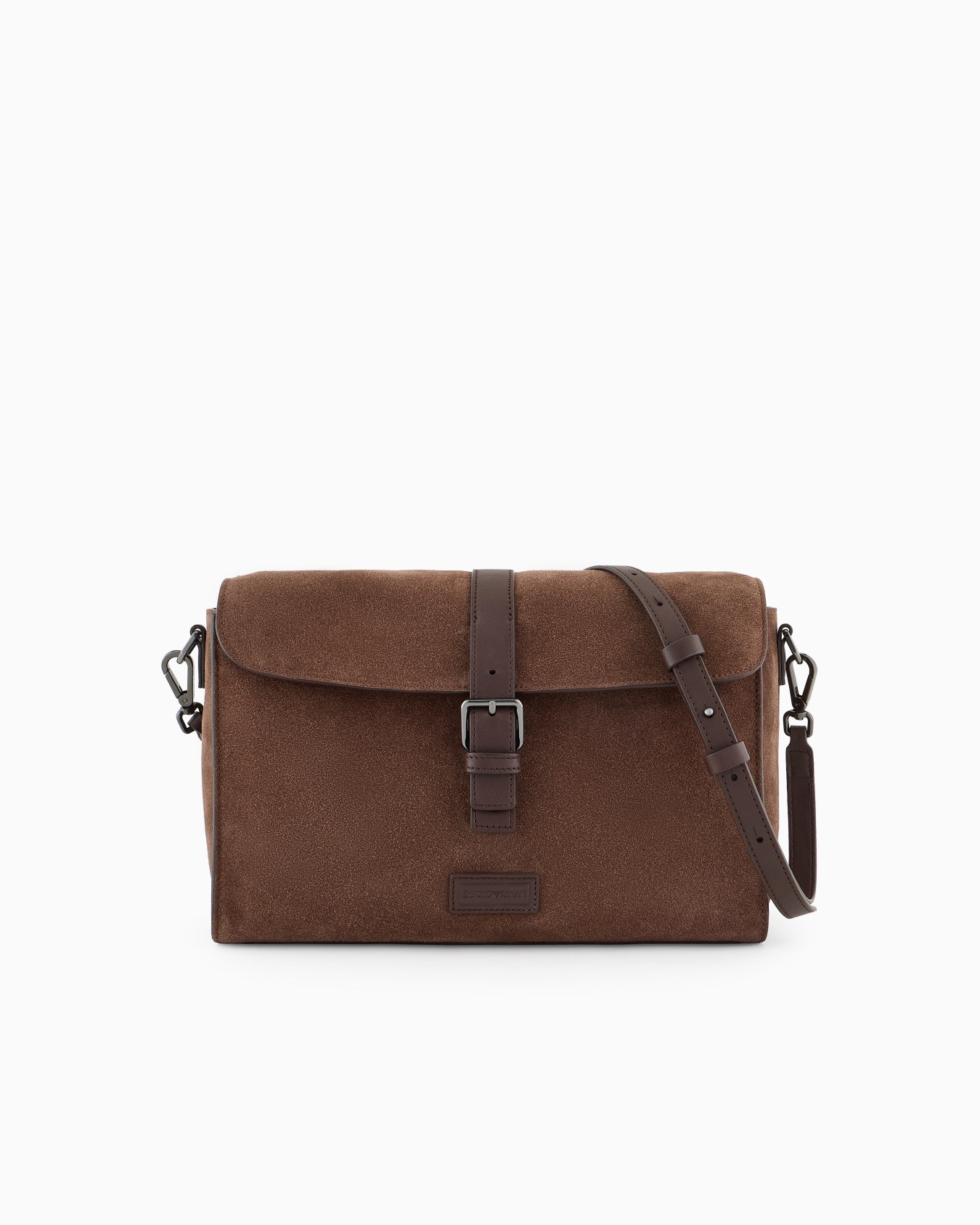 Suede oversized pouch with buckle and shoulder strap Slide 0