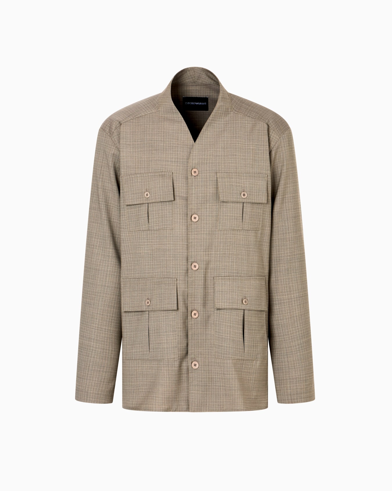 Shirt jacket in tropical light wool canvas Slide 0