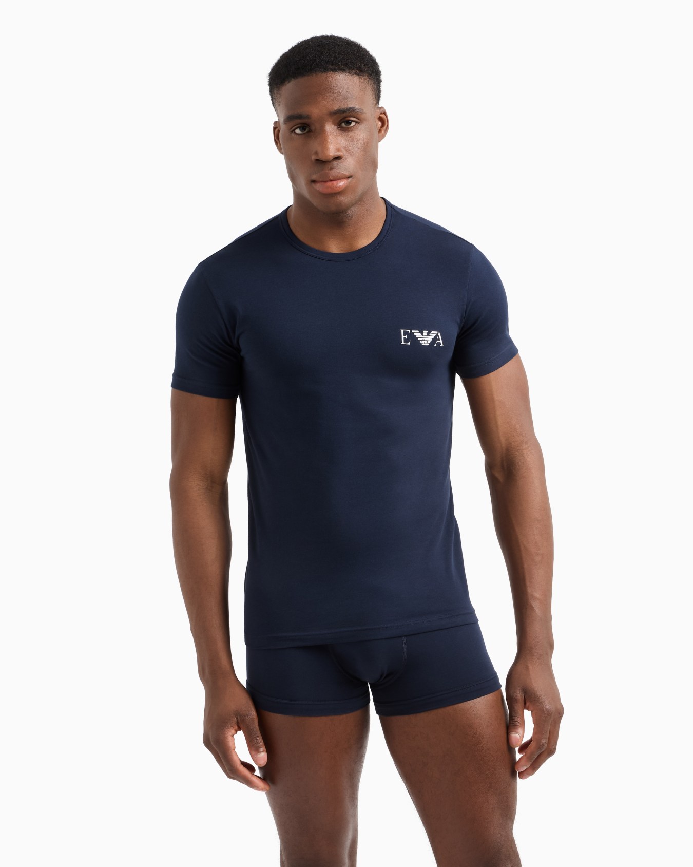 Paquete de dos camisetas de estar por casa de corte ceñido con logotipo de monograma resaltado Diapositiva 1
