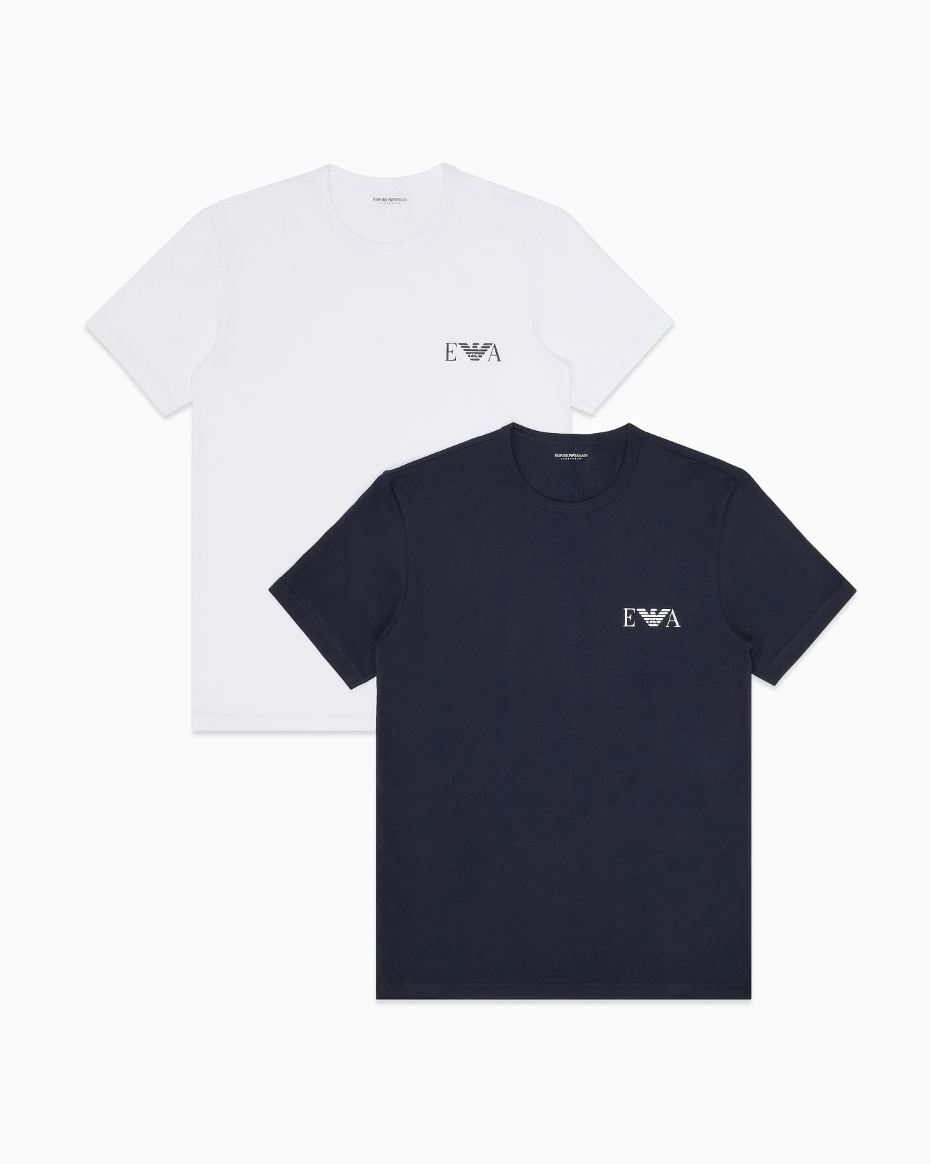 Paquete de dos camisetas de estar por casa de corte ceñido con logotipo de monograma resaltado Diapositiva 0