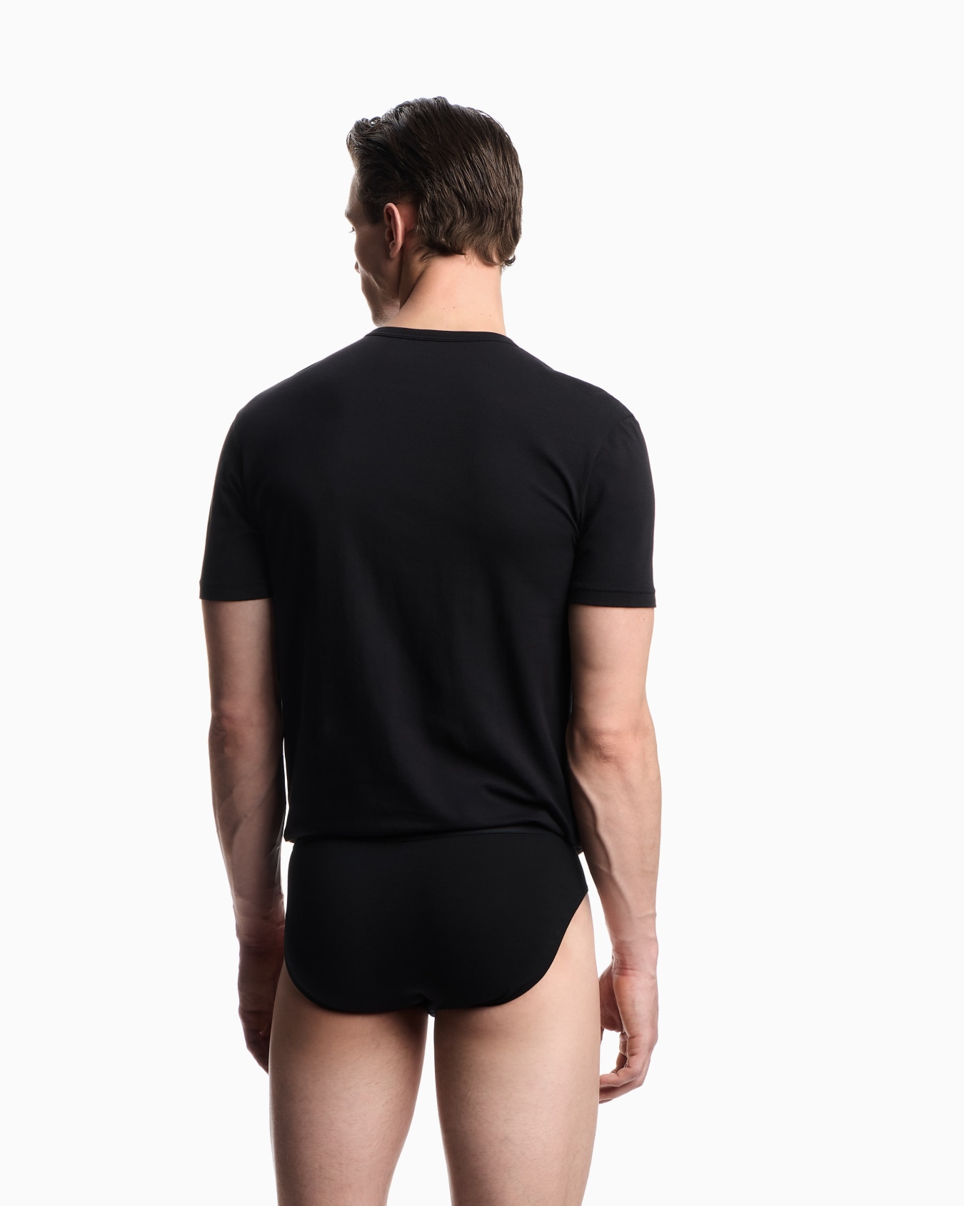 Two-pack of loungewear fitted T-shirts with a bold monogram logo Slide 2