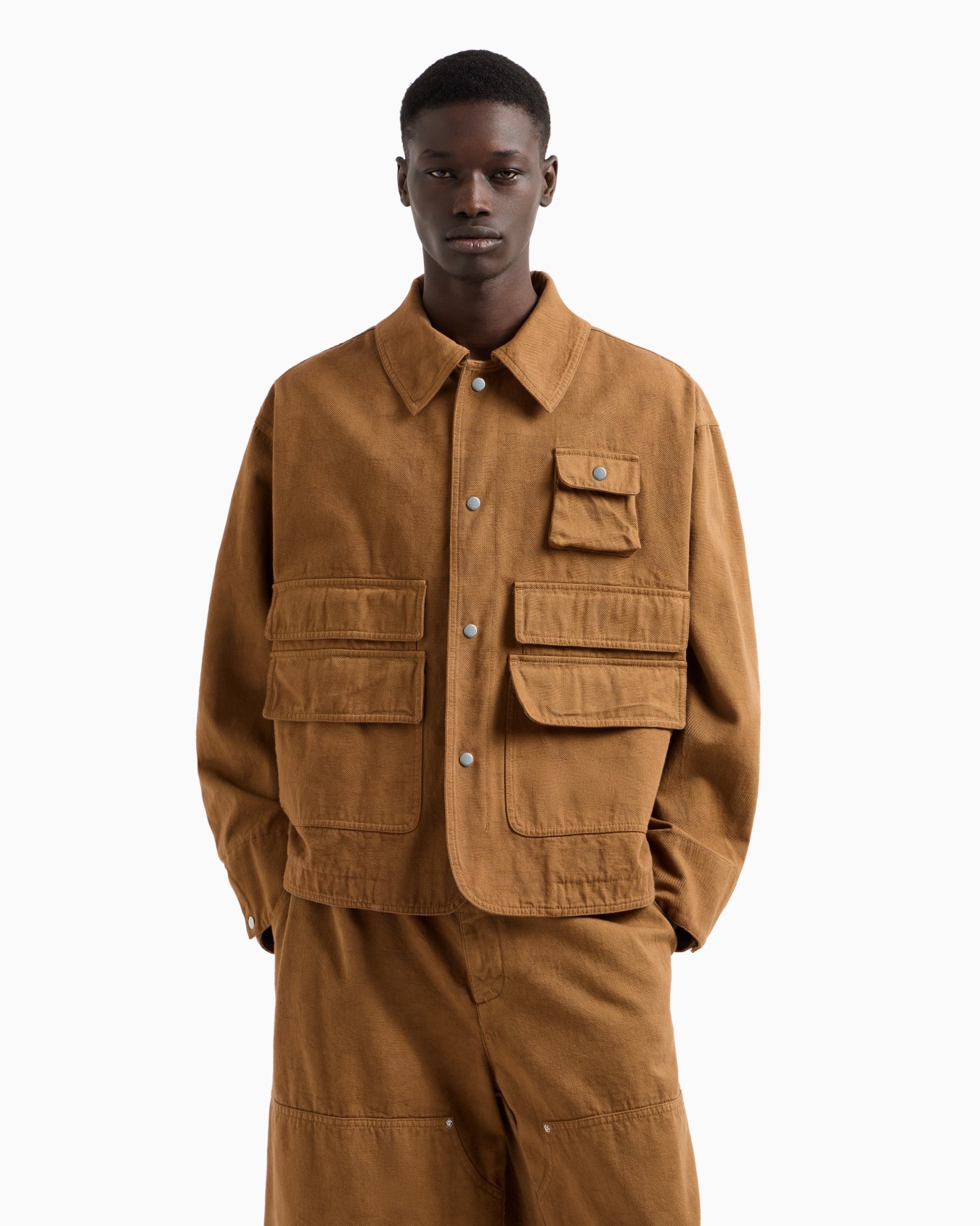 Multi-pocket denim-effect fabric blouson Slide 3