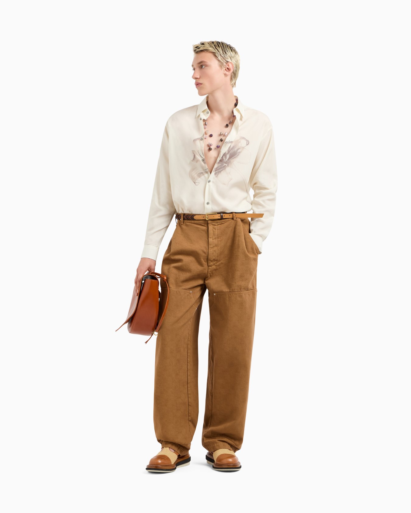 Wide-leg trousers in denim-effect fabric Slide 1