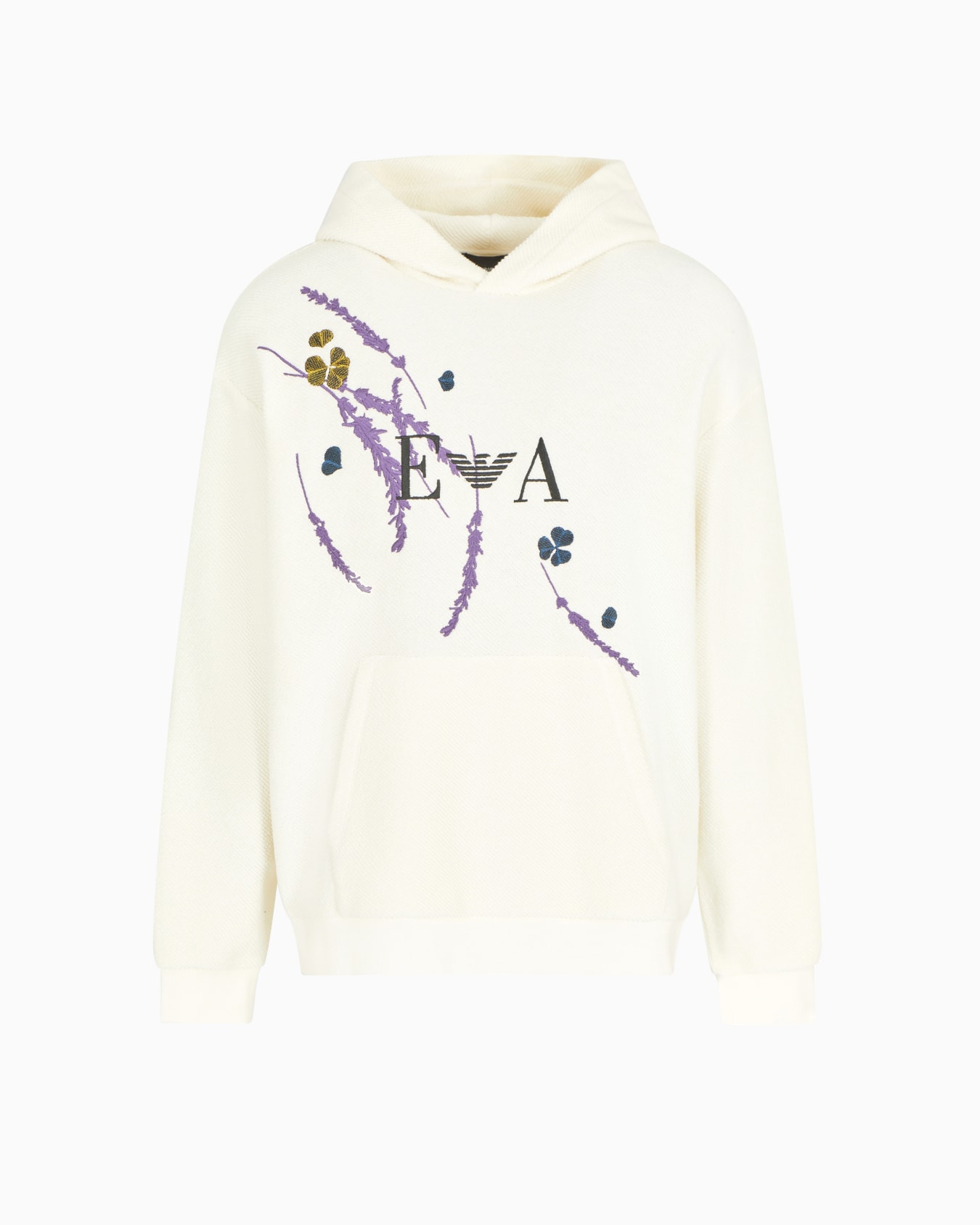 Brushed jersey hooded sweatshirt with lavender embroidery Slide 0