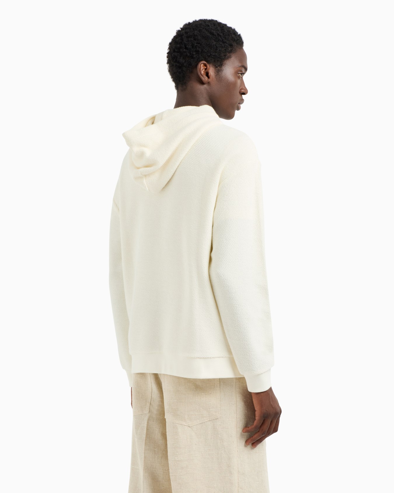 Brushed jersey hooded sweatshirt with lavender embroidery Slide 2