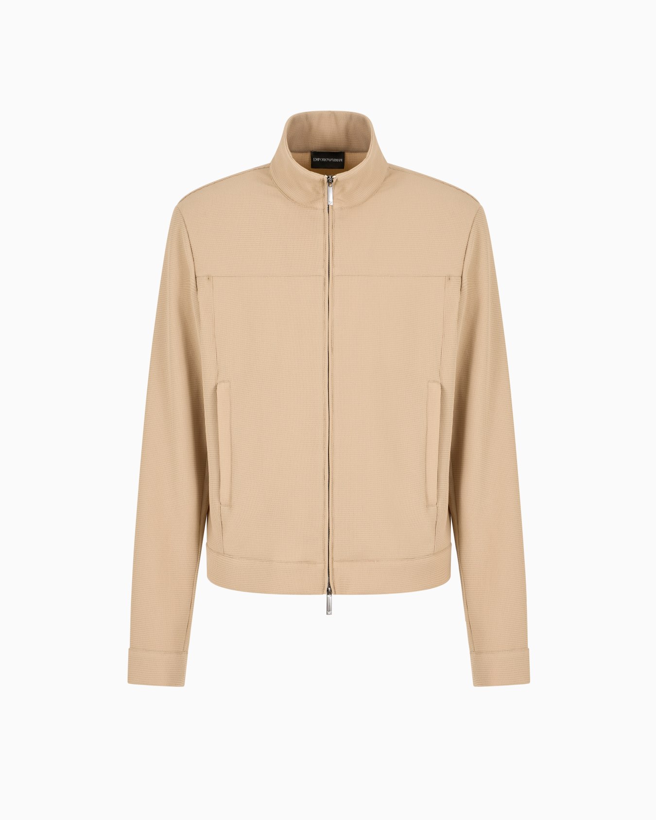 Blouson full zip in jersey crepe micro operato effetto piquet Icon Slide 0