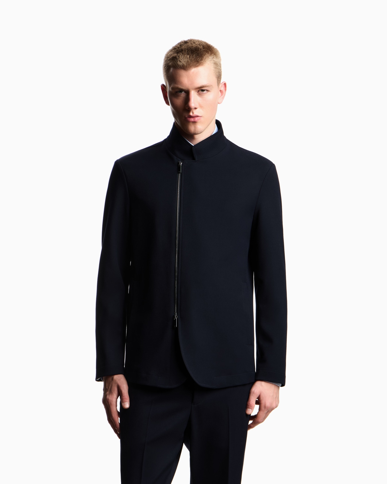 Stretch technical gabardine jacket with zip Slide 3