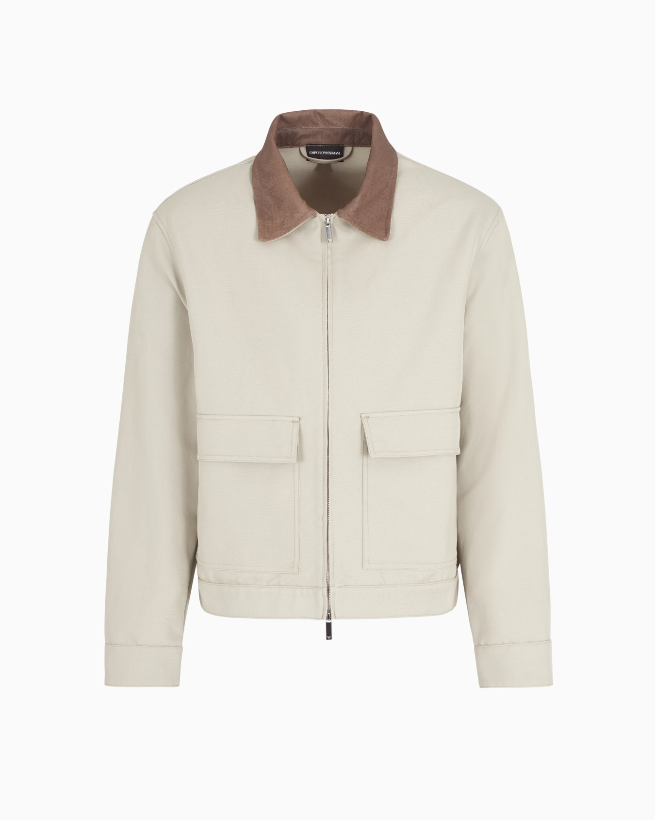 Compact gabardine blouson with suede collar Slide 0