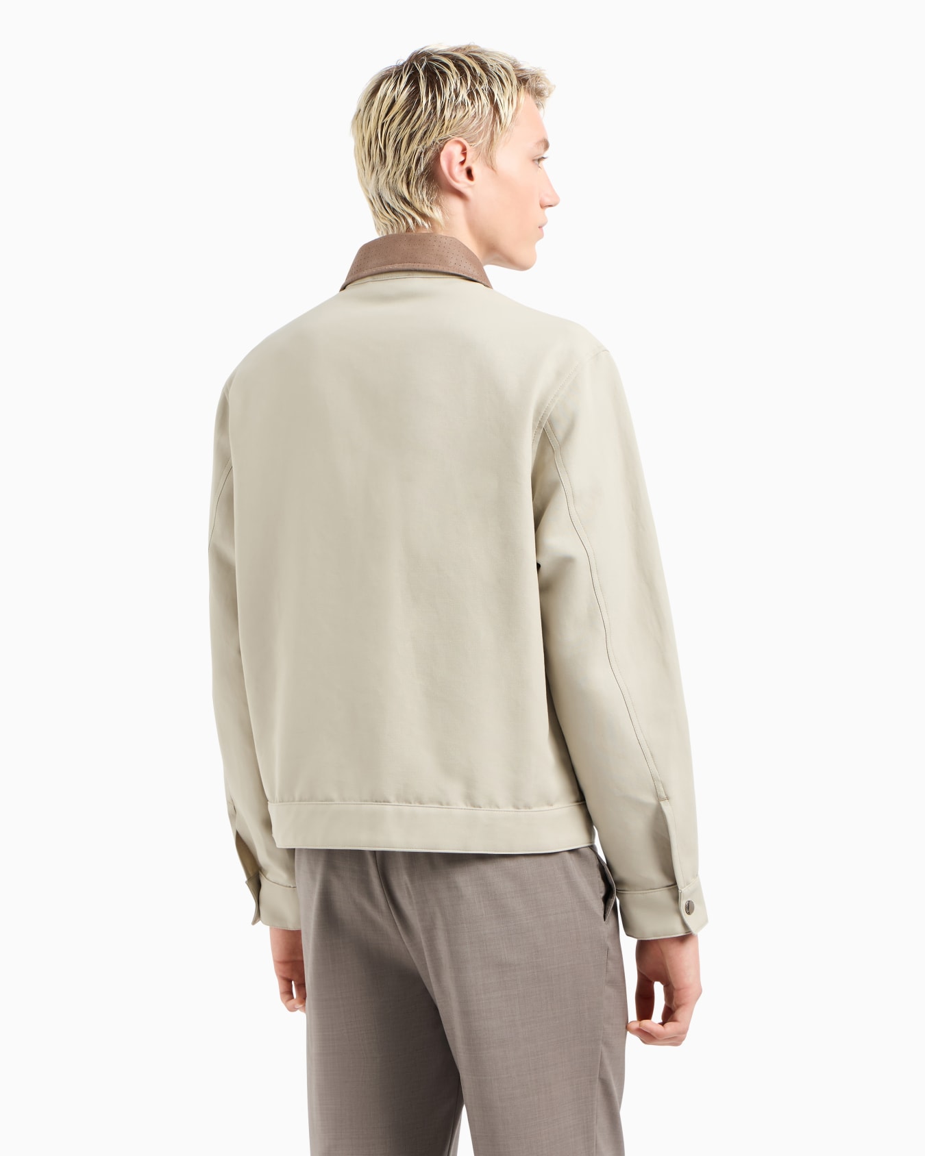 Compact gabardine blouson with suede collar Slide 2