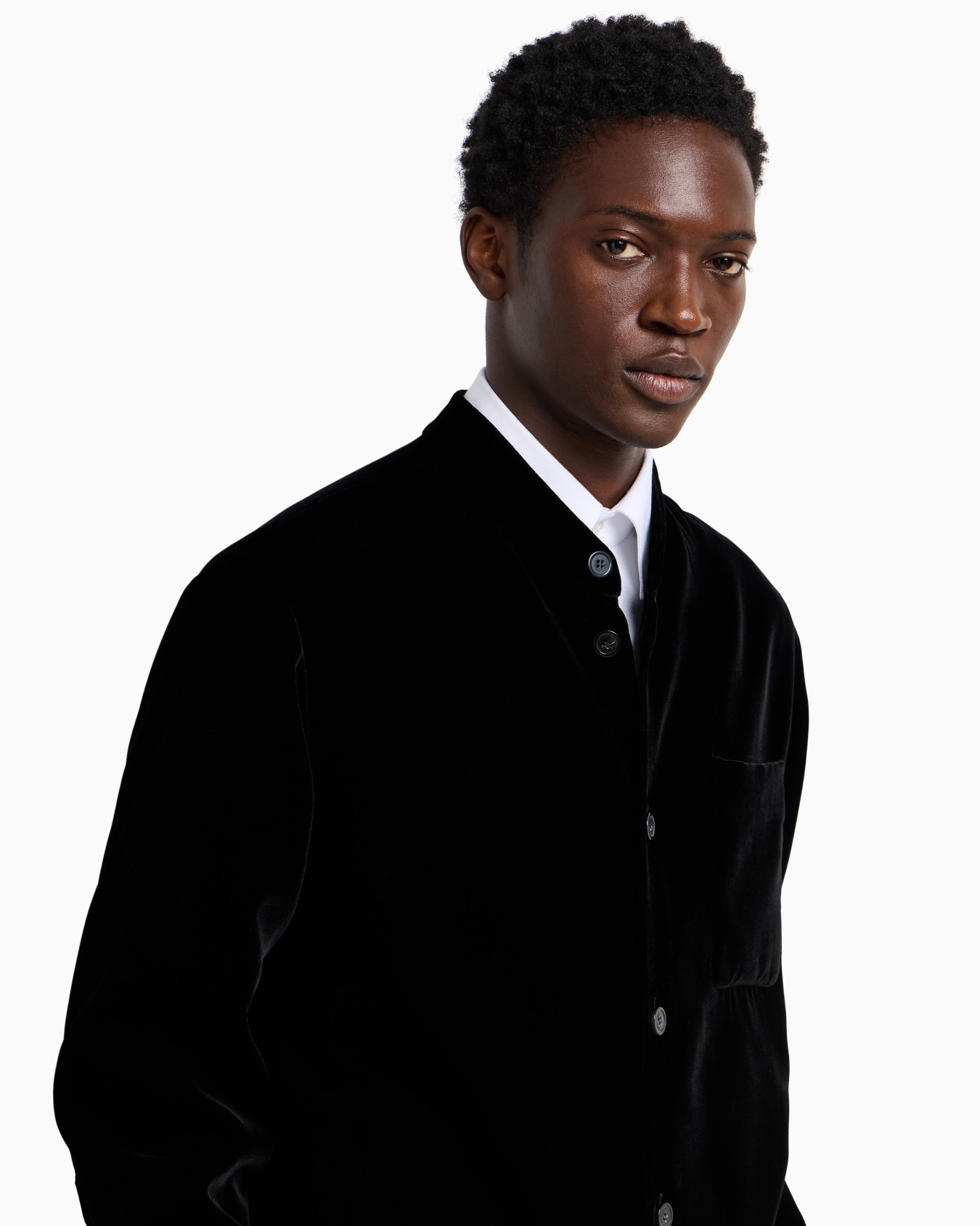 Giacca camicia collo guru in velluto liscio Icon Slide 5