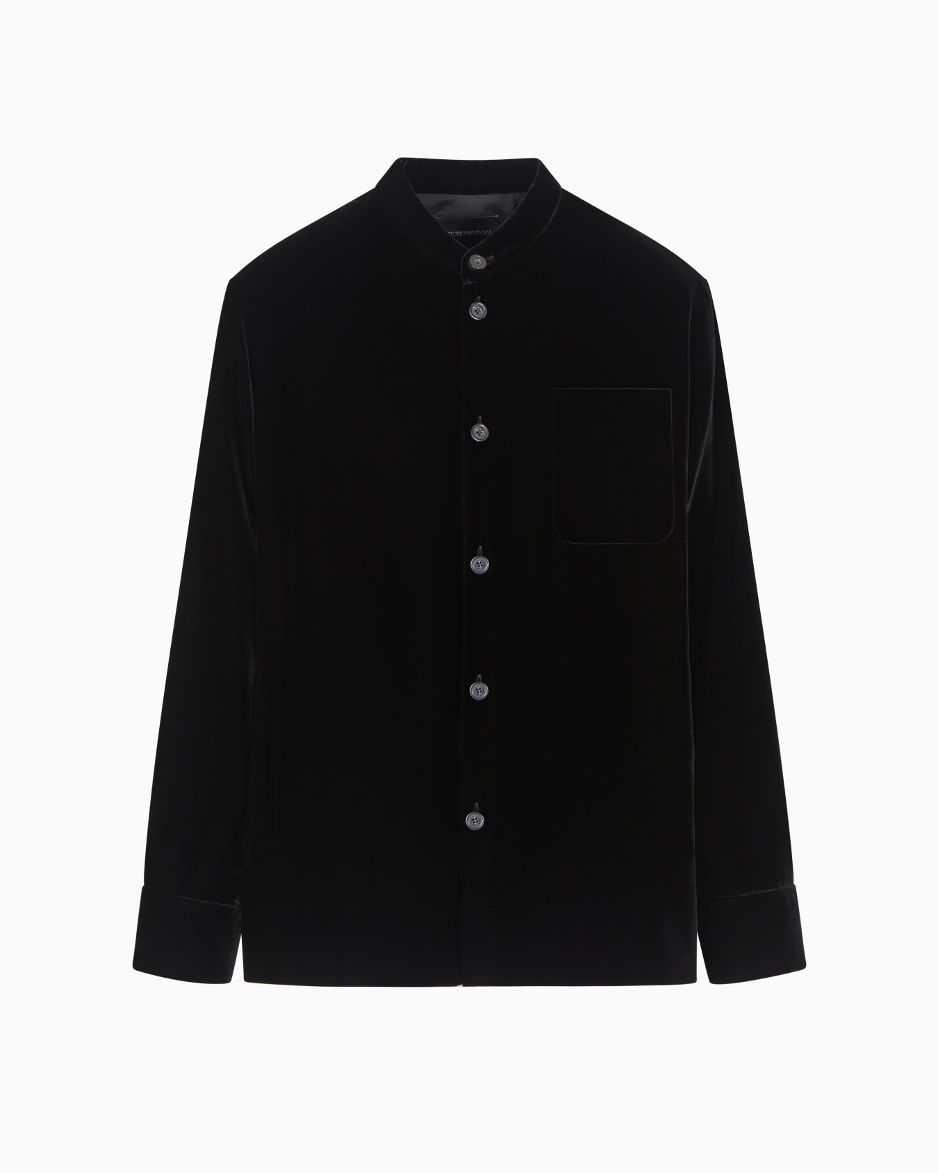 Giacca camicia collo guru in velluto liscio Icon Slide 0