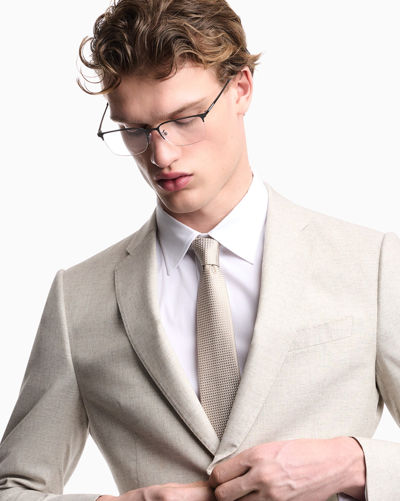 Single-breasted suit in fresh wool canvas with printed yarn Folie 3