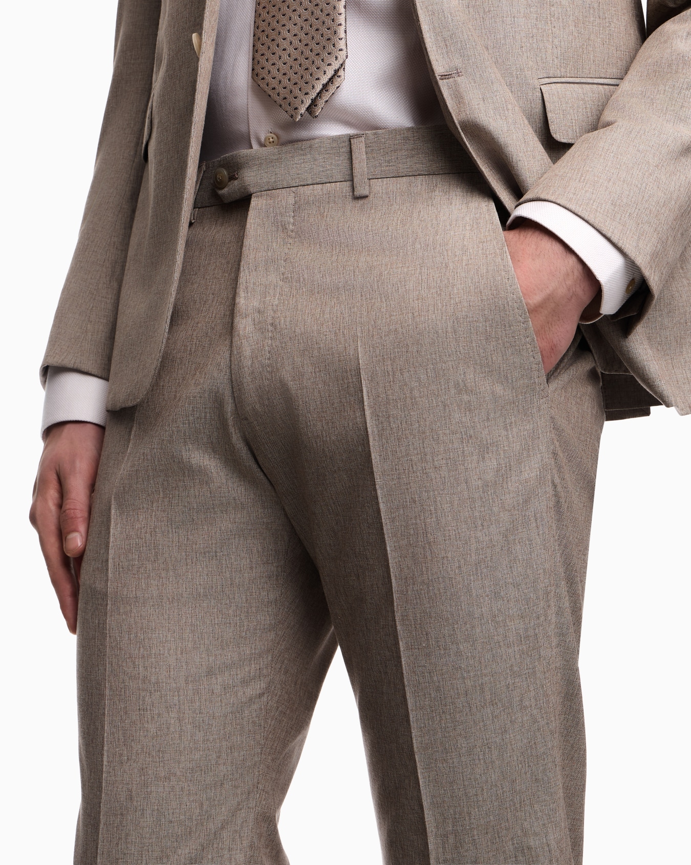 Single-breasted suit in fresh wool canvas with printed yarn Slide 4