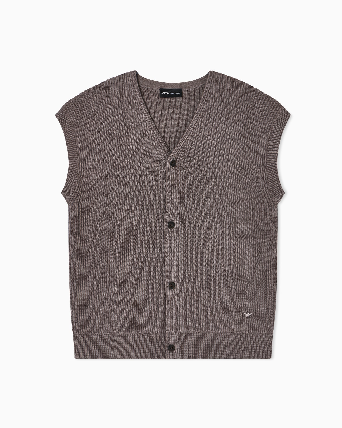 Gerippte Button-Down-Weste aus einer Woll-Mischung Folie 0