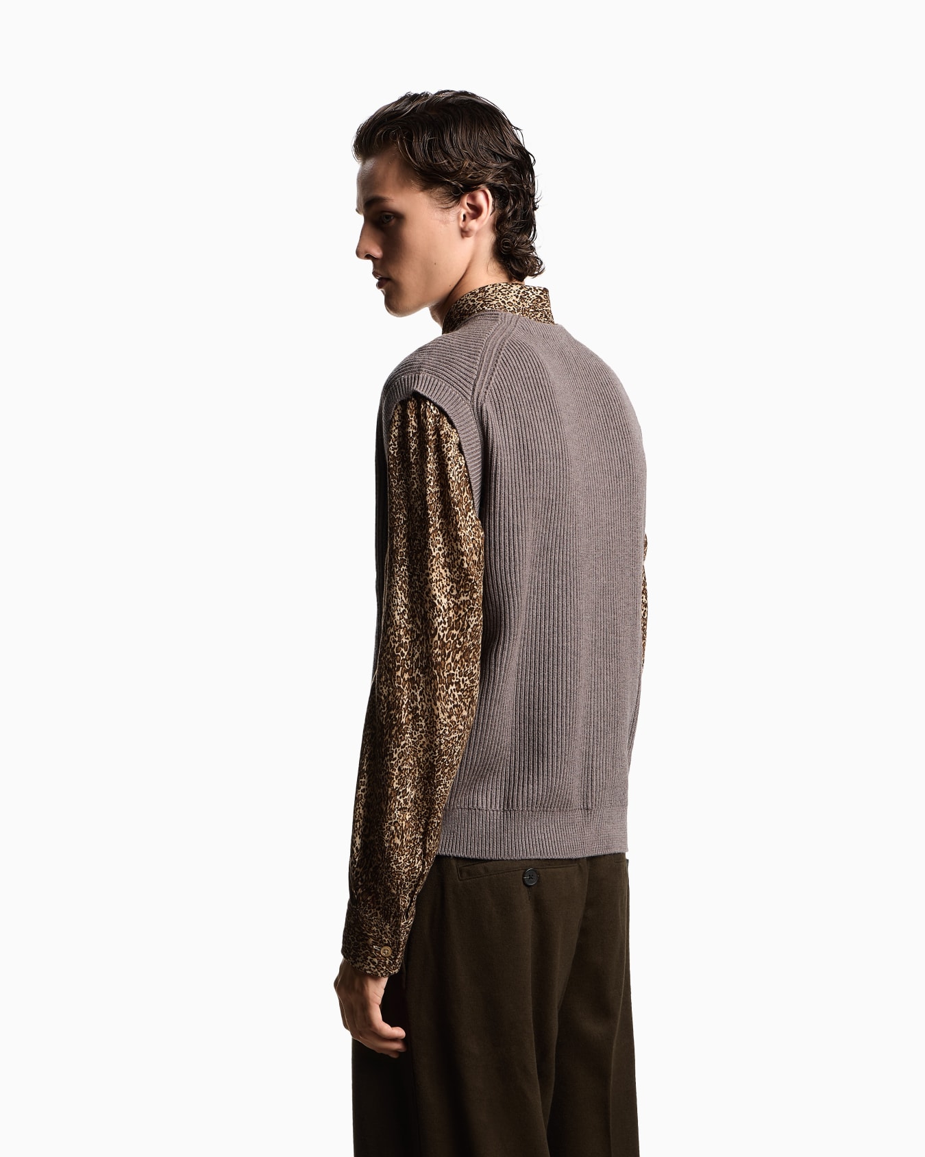 Gerippte Button-Down-Weste aus einer Woll-Mischung Folie 2