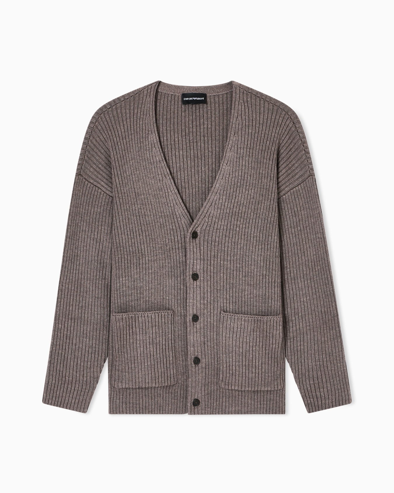 Ribbed wool-blend V-neck cardigan Slide 0