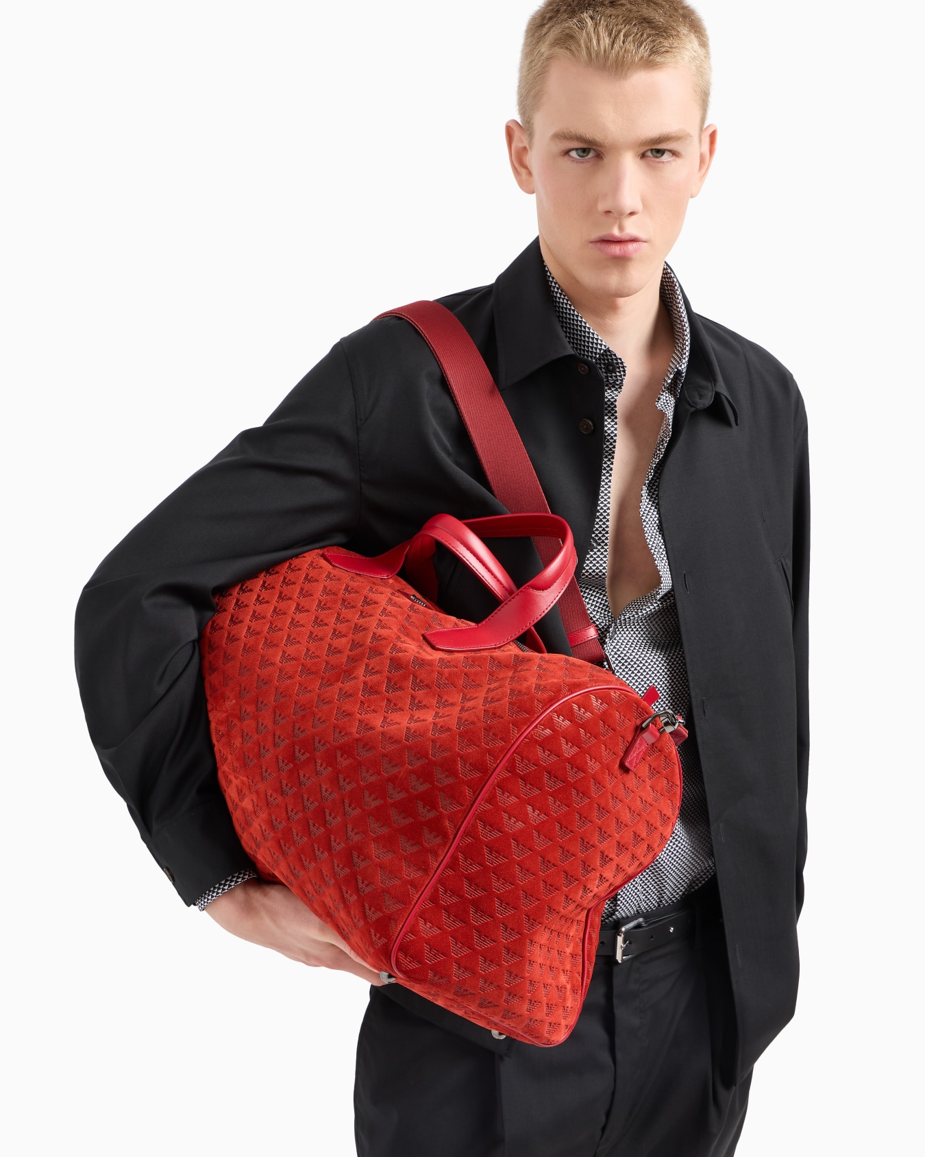 Suede duffel bag with all-over embossed eagle  Slide 6
