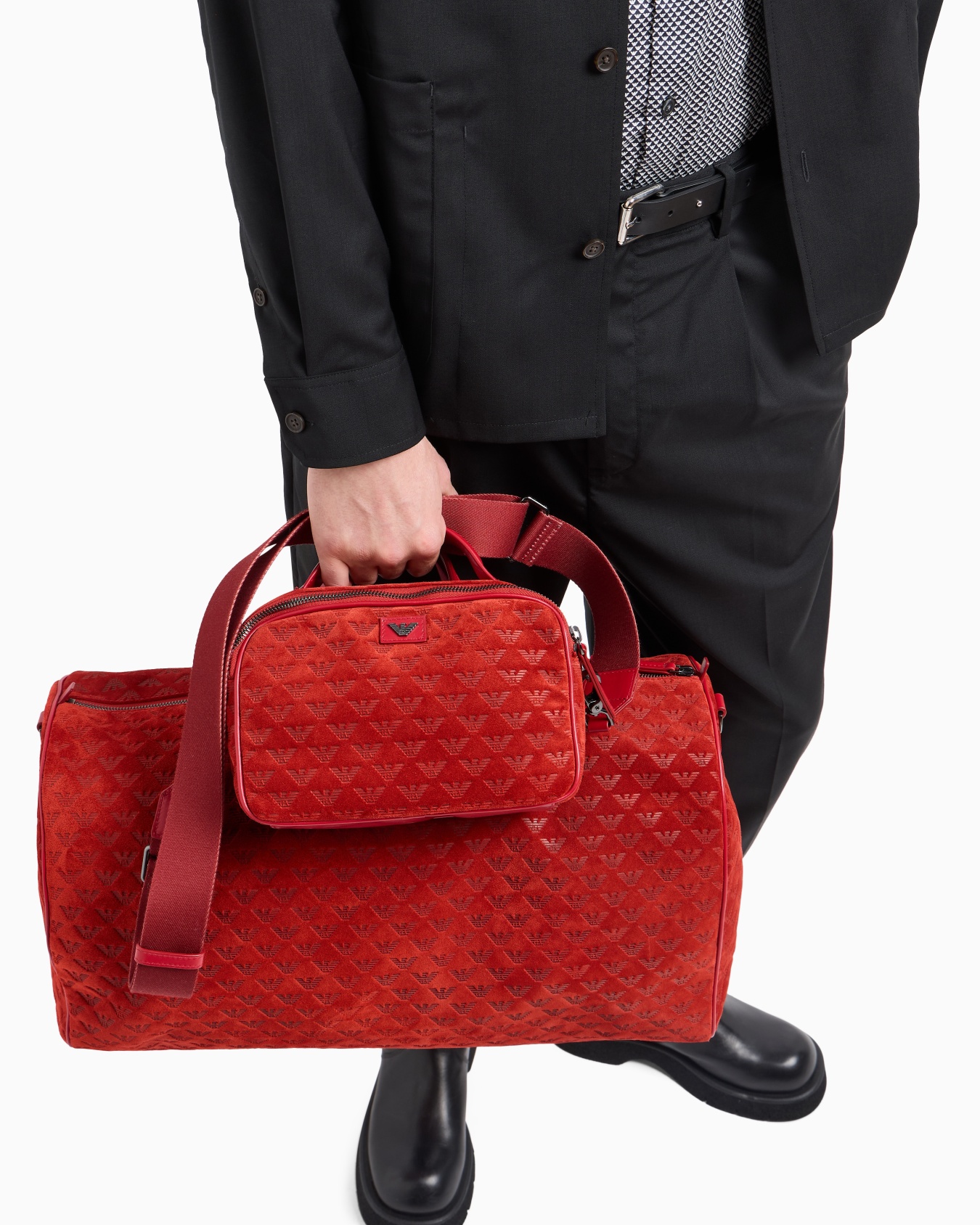 Suede duffel bag with all-over embossed eagle  Slide 7