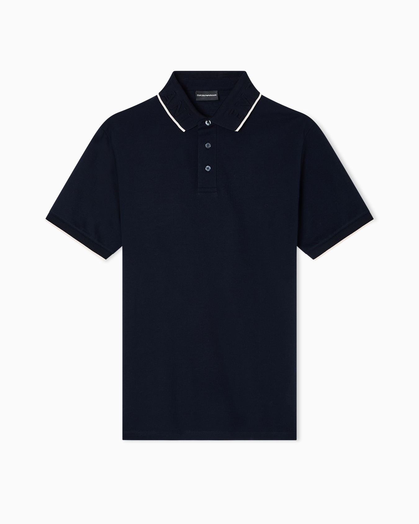 Piqué polo shirt with embossed logo collar Slide 0