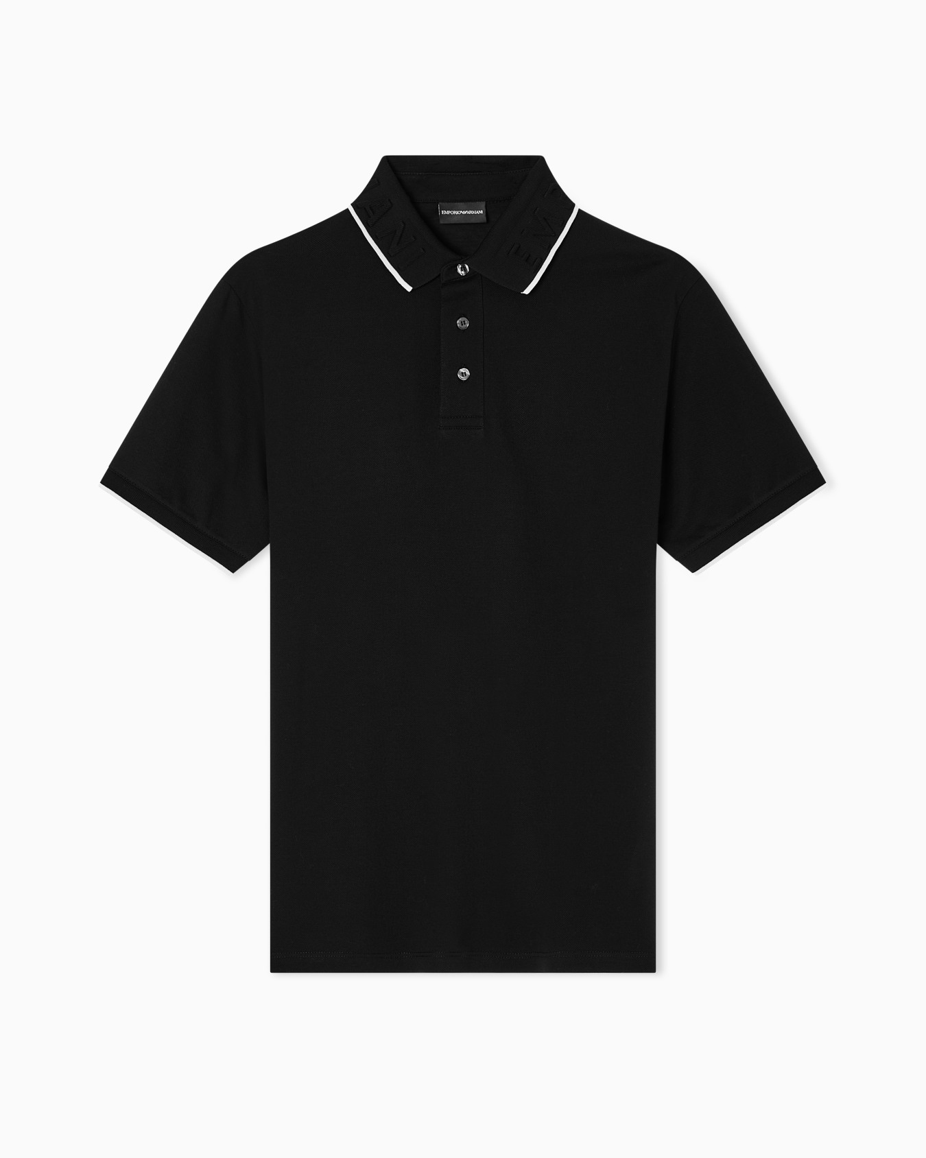 Piqué polo shirt with embossed logo collar Slide 0