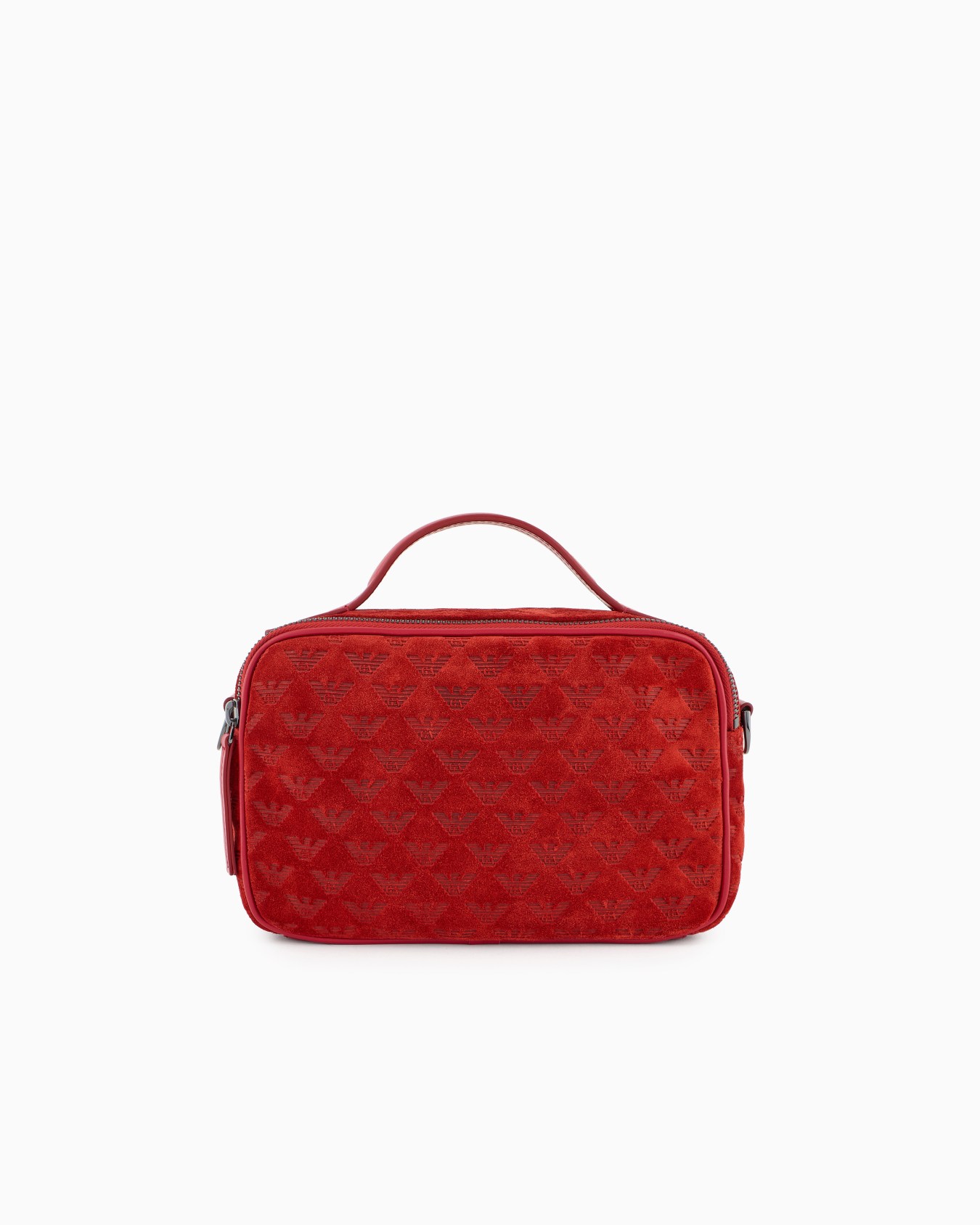 Suede Boston bag with shoulder strap and all-over embossed eagle  Slide 2