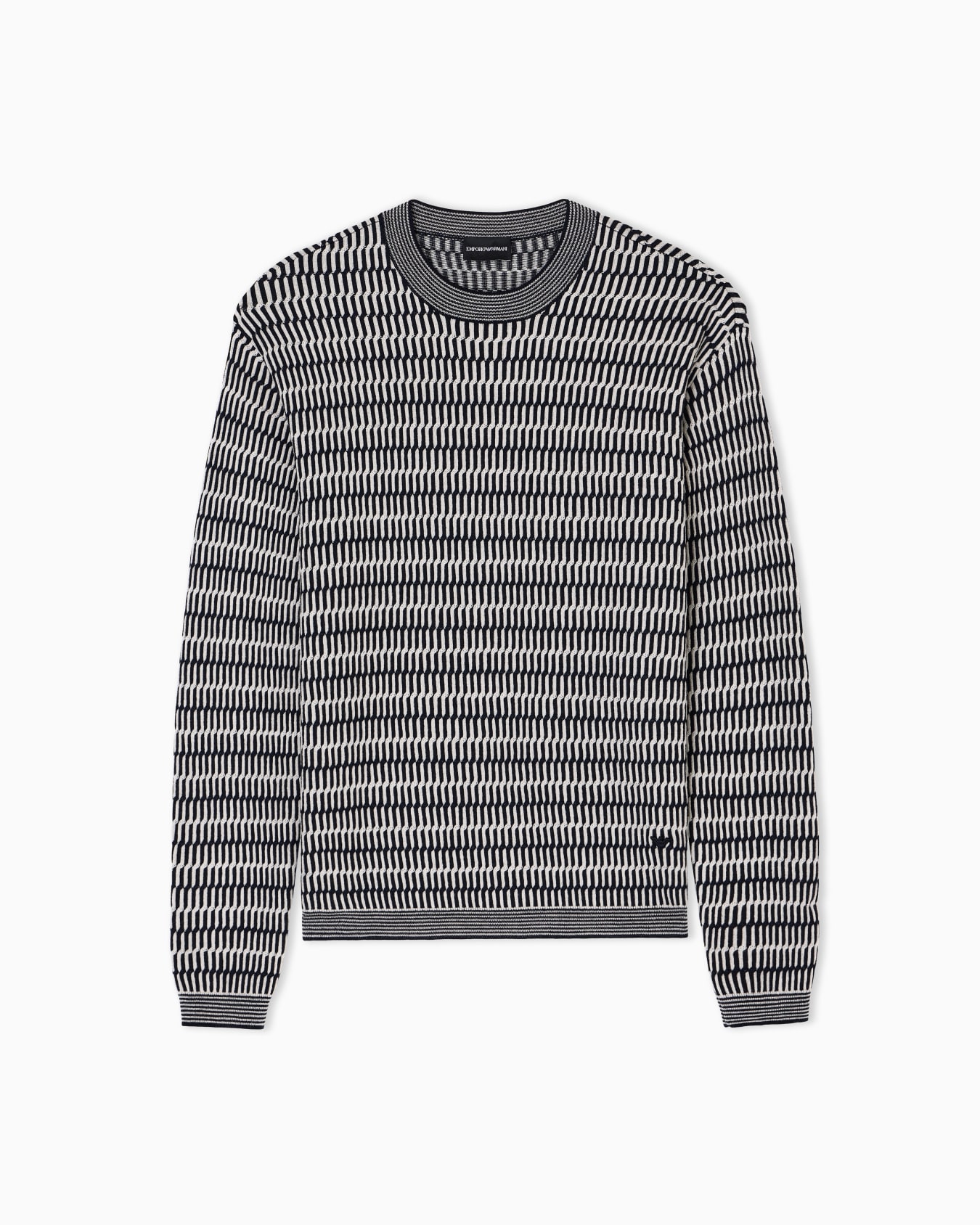 Two-tone embroidery-stitched jacquard virgin wool jumper  Slide 0