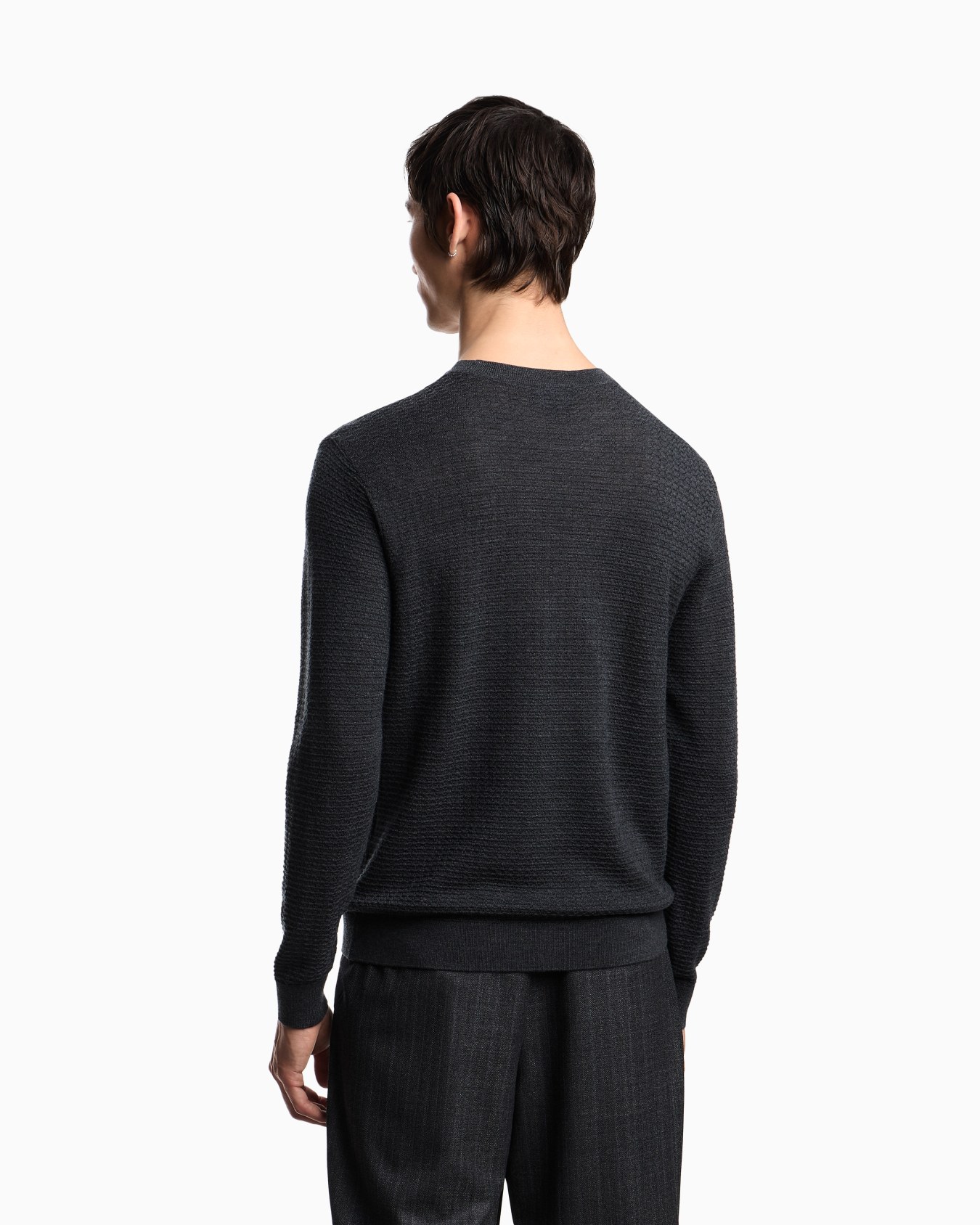 Virgin wool jumper with embossed jacquard pattern Slide 2