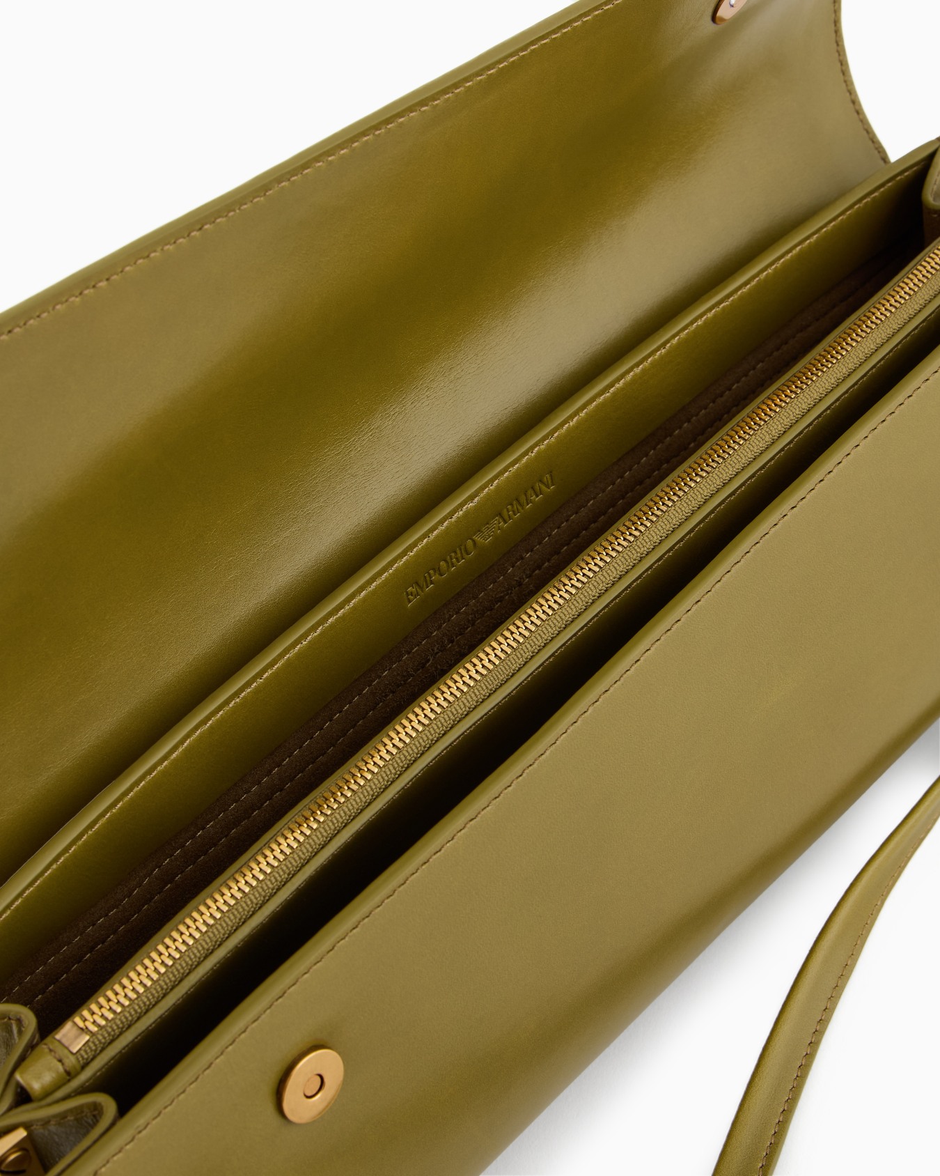 Clutch bag with shoulder strap and smooth leather flap Slide 3