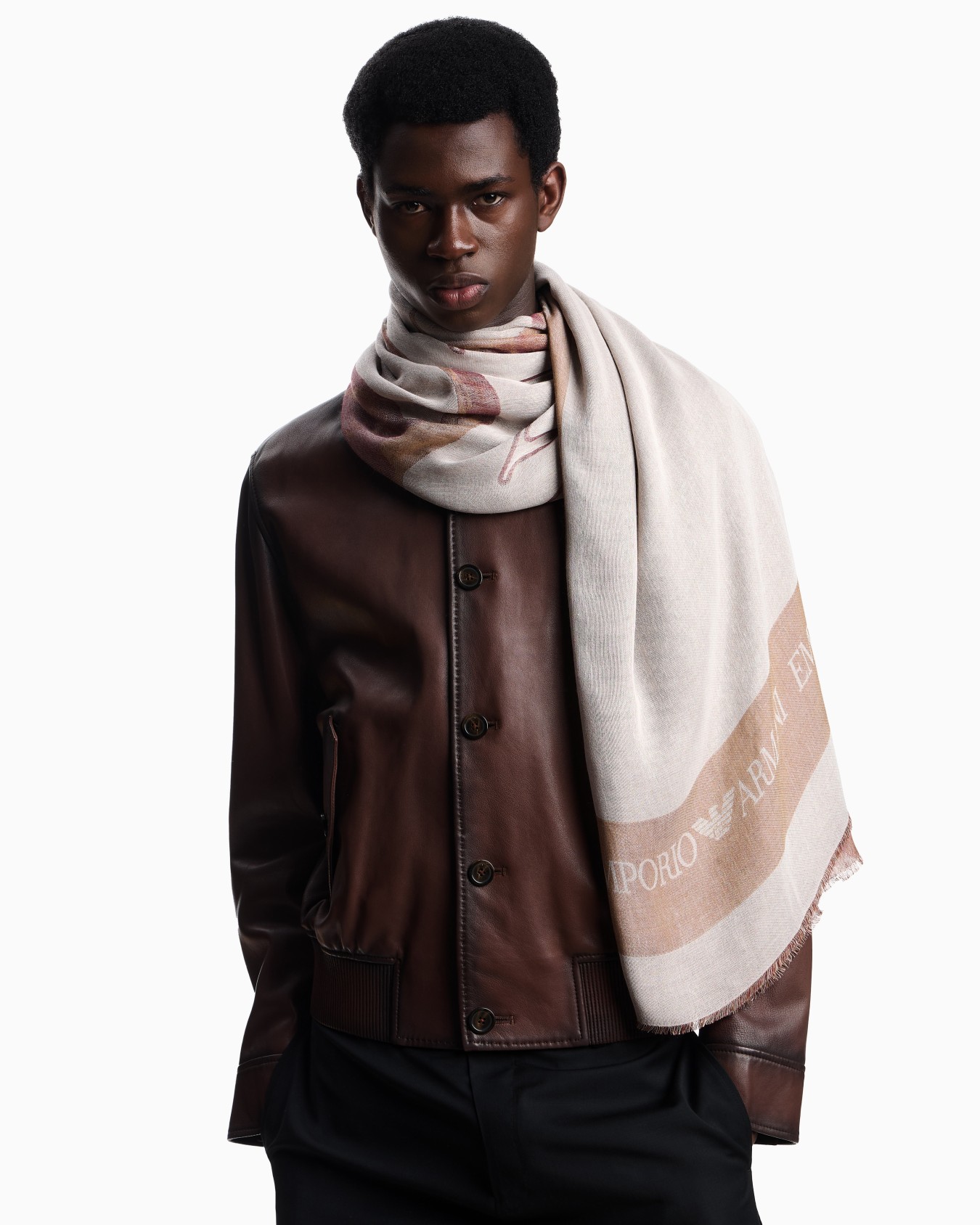 Oversized foulard in a modal and linen blend with an oversized logo Slide 2