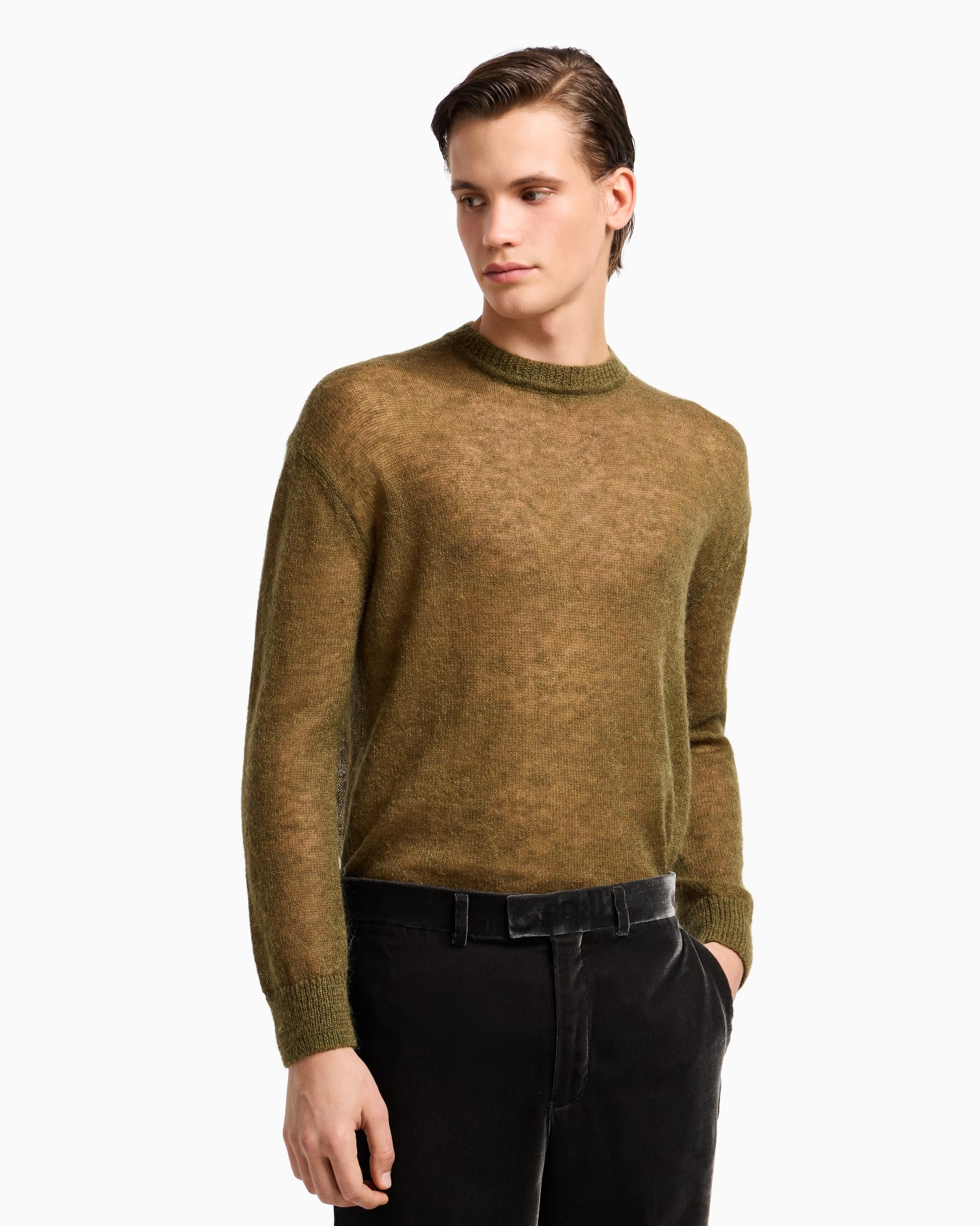 Cardigan à encolure en V en mélange de mohair avec maille jersey lâchée Diapositive 6