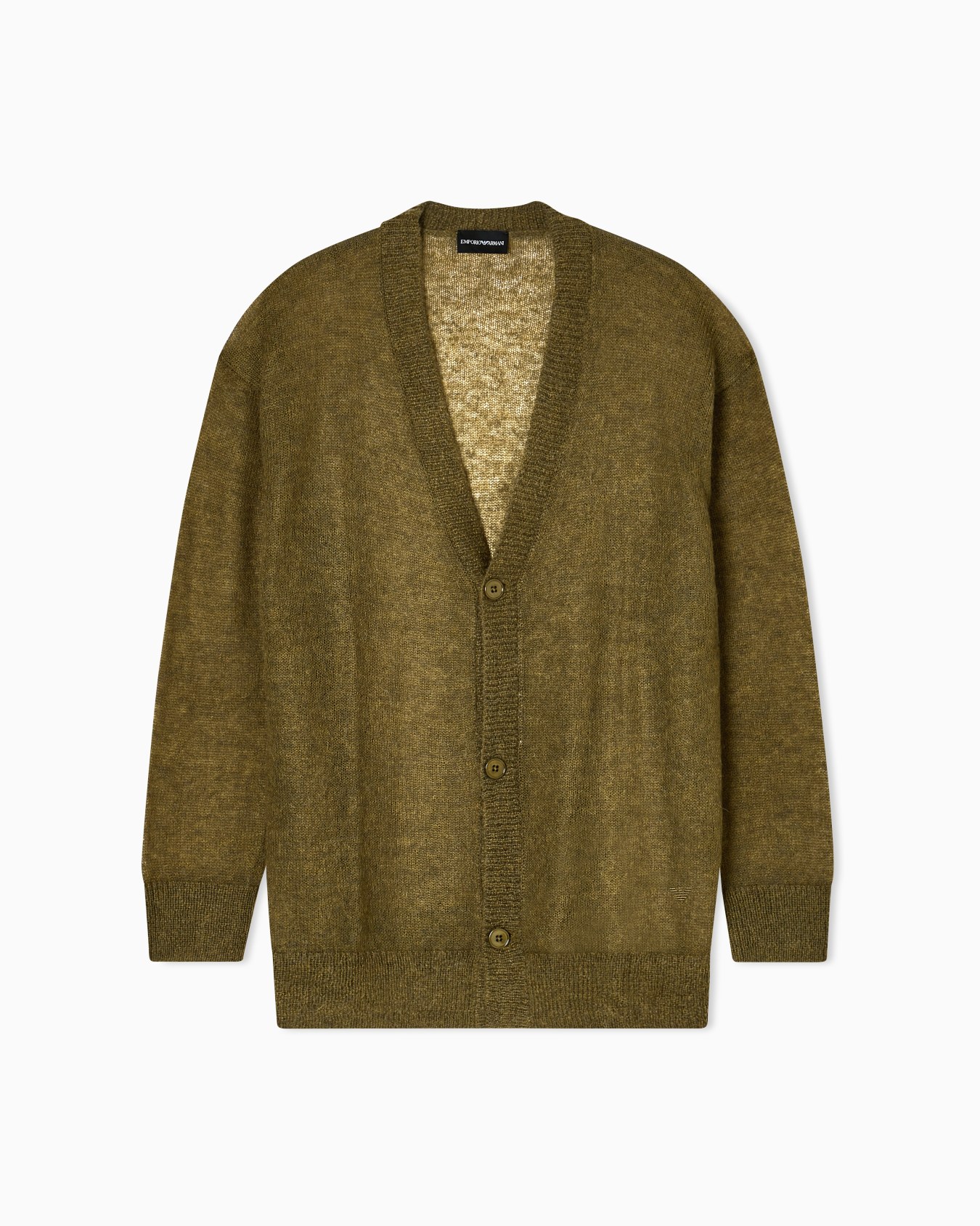 Cardigan à encolure en V en mélange de mohair avec maille jersey lâchée Diapositive 0