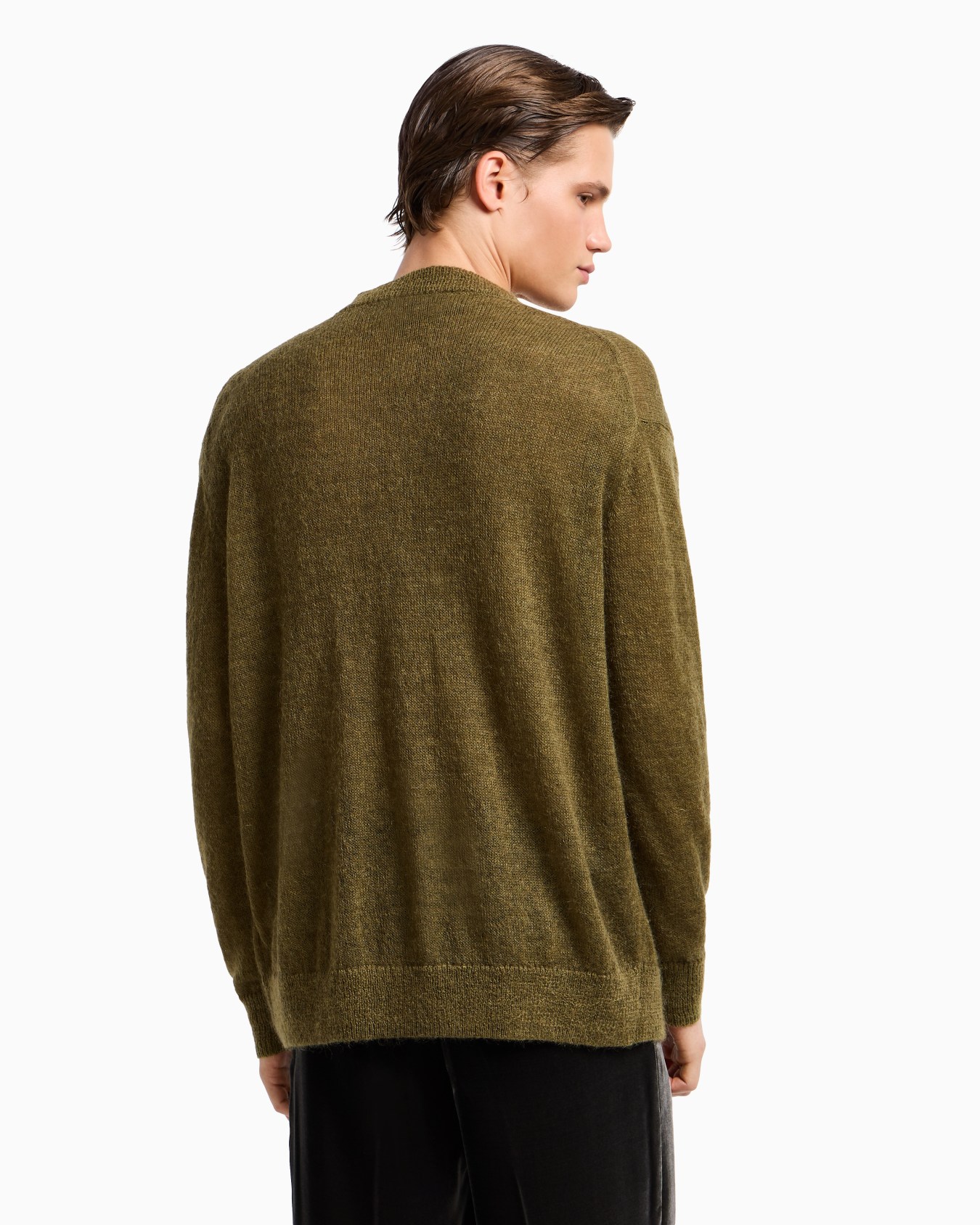 Cardigan à encolure en V en mélange de mohair avec maille jersey lâchée Diapositive 3