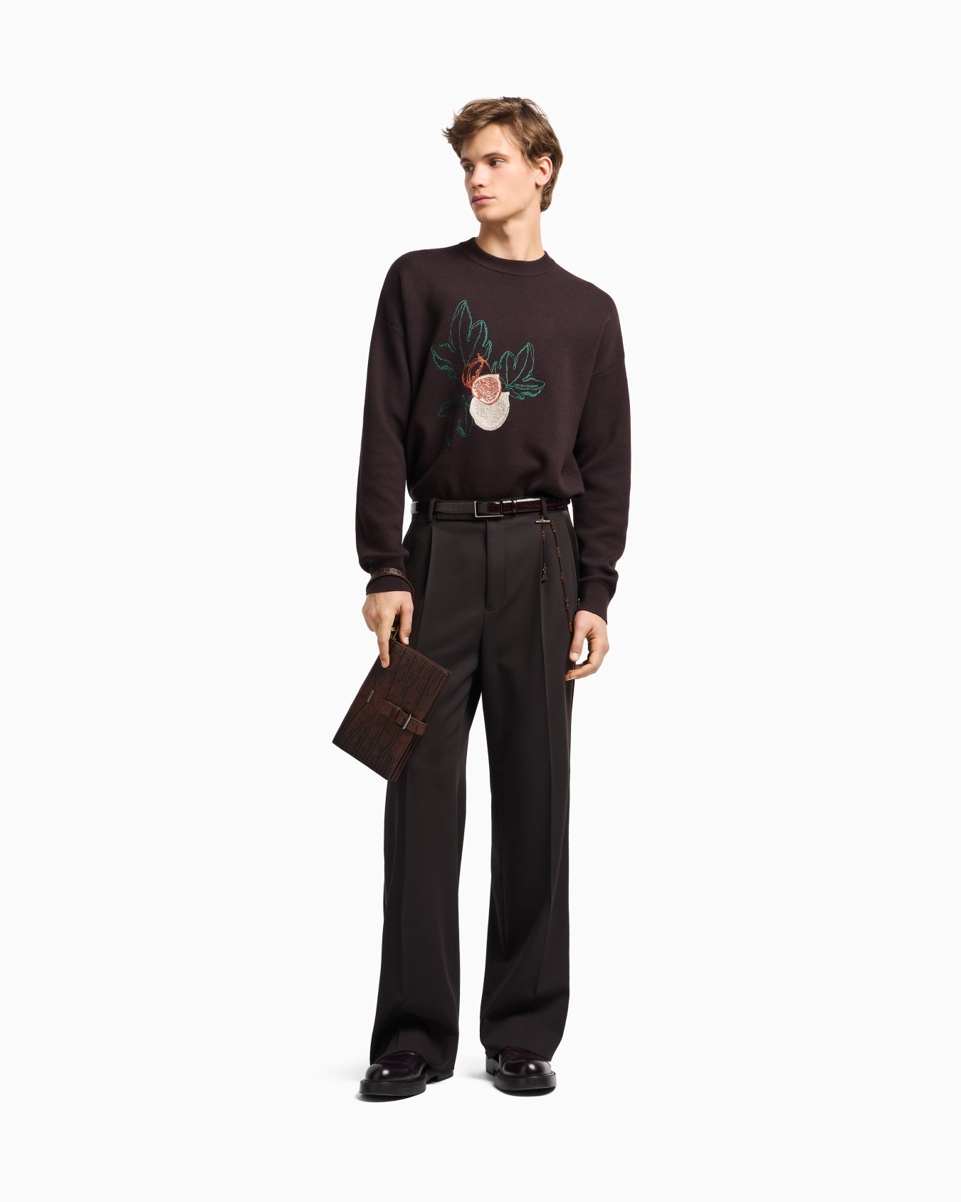 Pullover aus glatter Schurwolle mit Foliage-Stickerei Folie 2