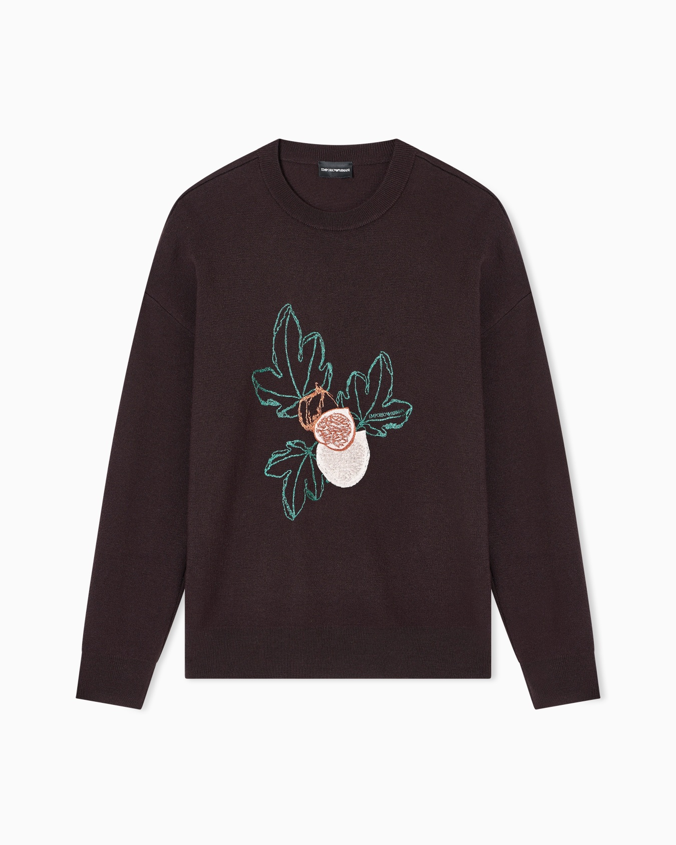 Pullover aus glatter Schurwolle mit Foliage-Stickerei Folie 0