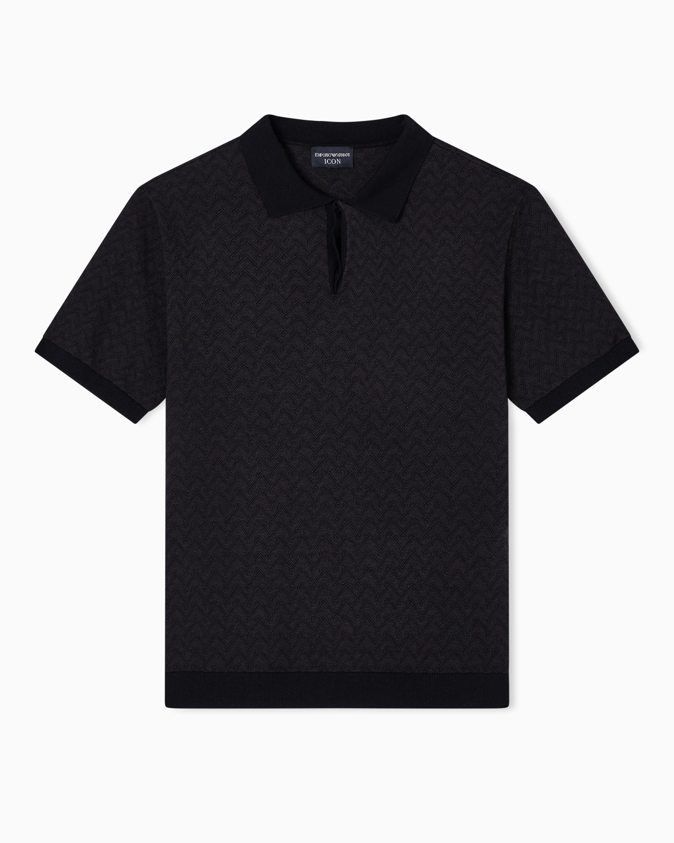 Jersey con cuello de polo y motivo chevrón en tejido jacquard Icon Diapositiva 0