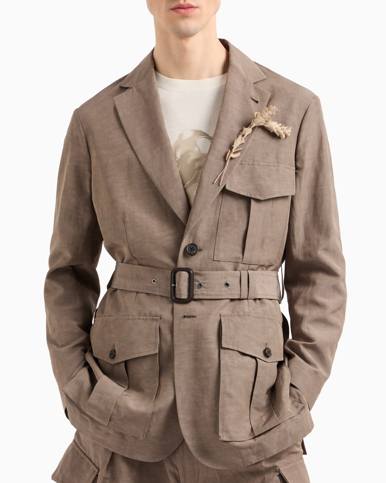 Veste saharienne en mélange de lin Diapositive 4