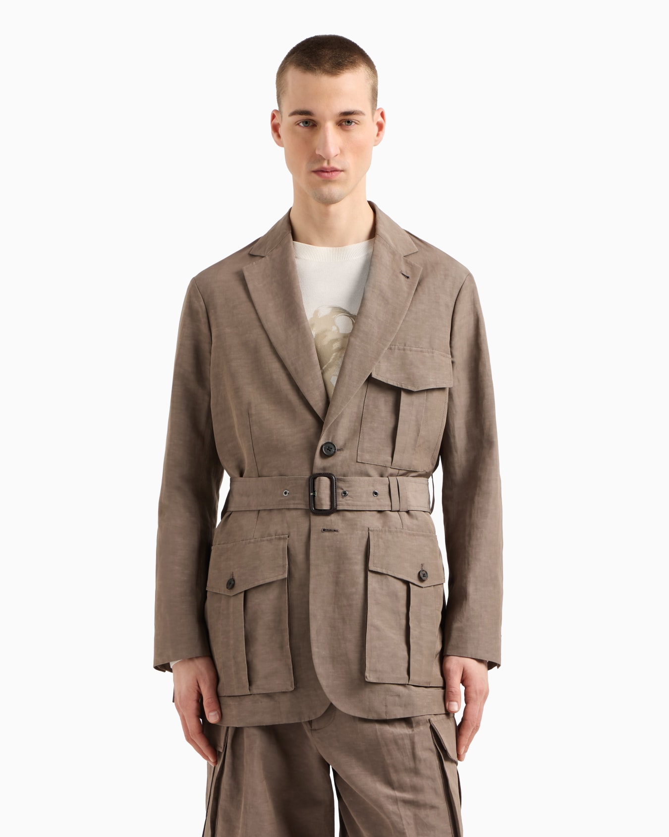 Veste saharienne en mélange de lin Diapositive 3