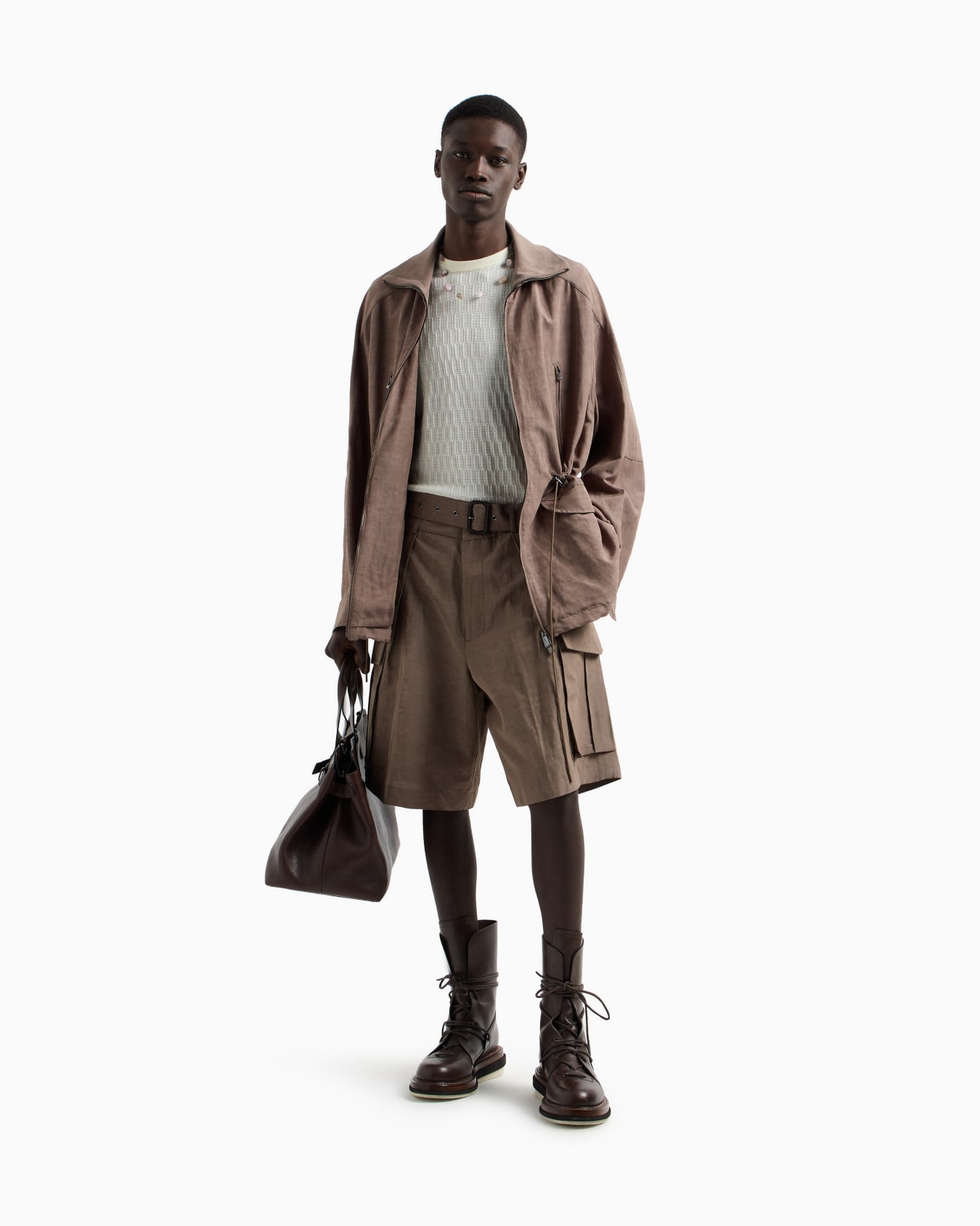 Linen-blend cargo Bermuda shorts Slide 1