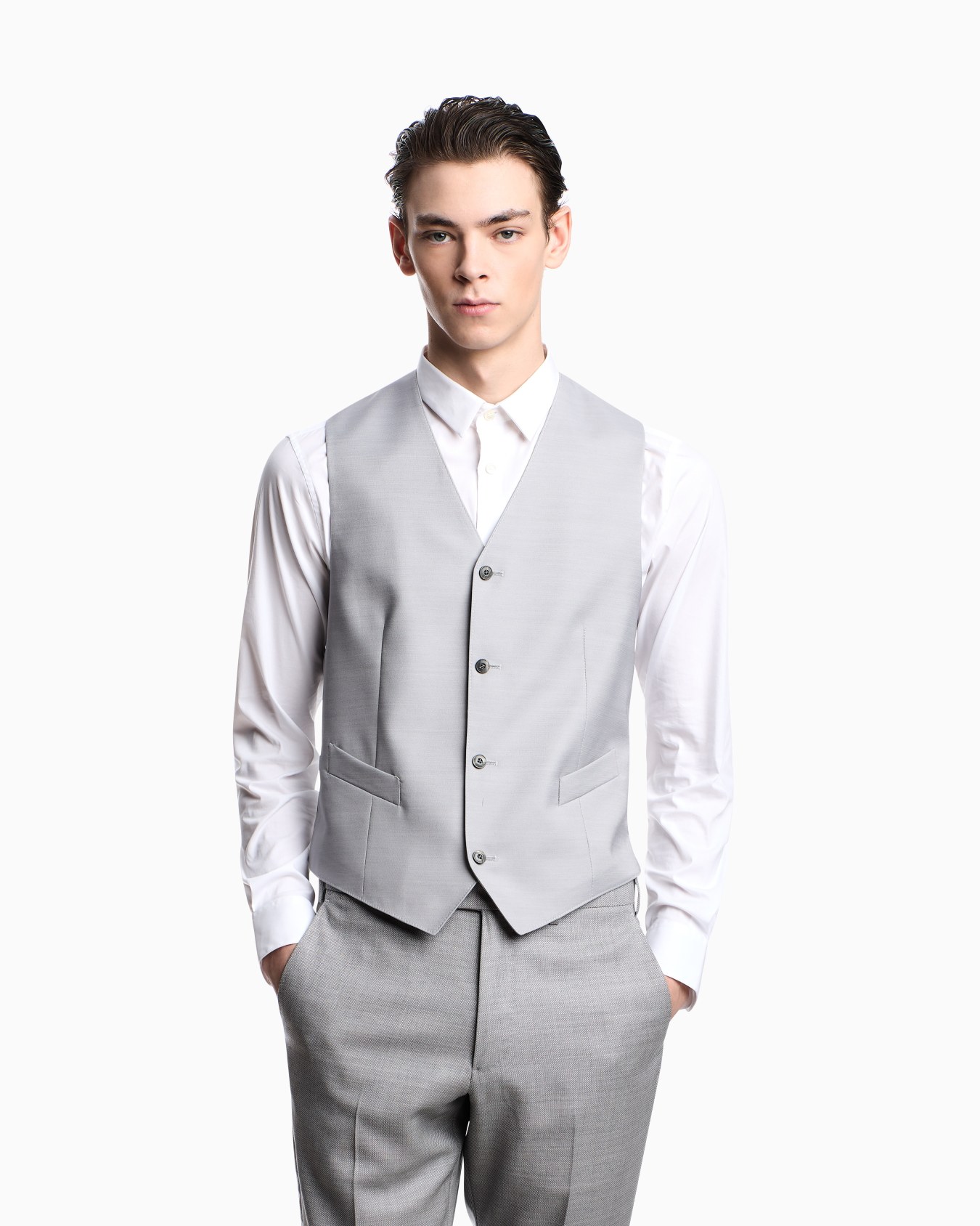 Single-breasted waistcoat in technical wool Slide 3