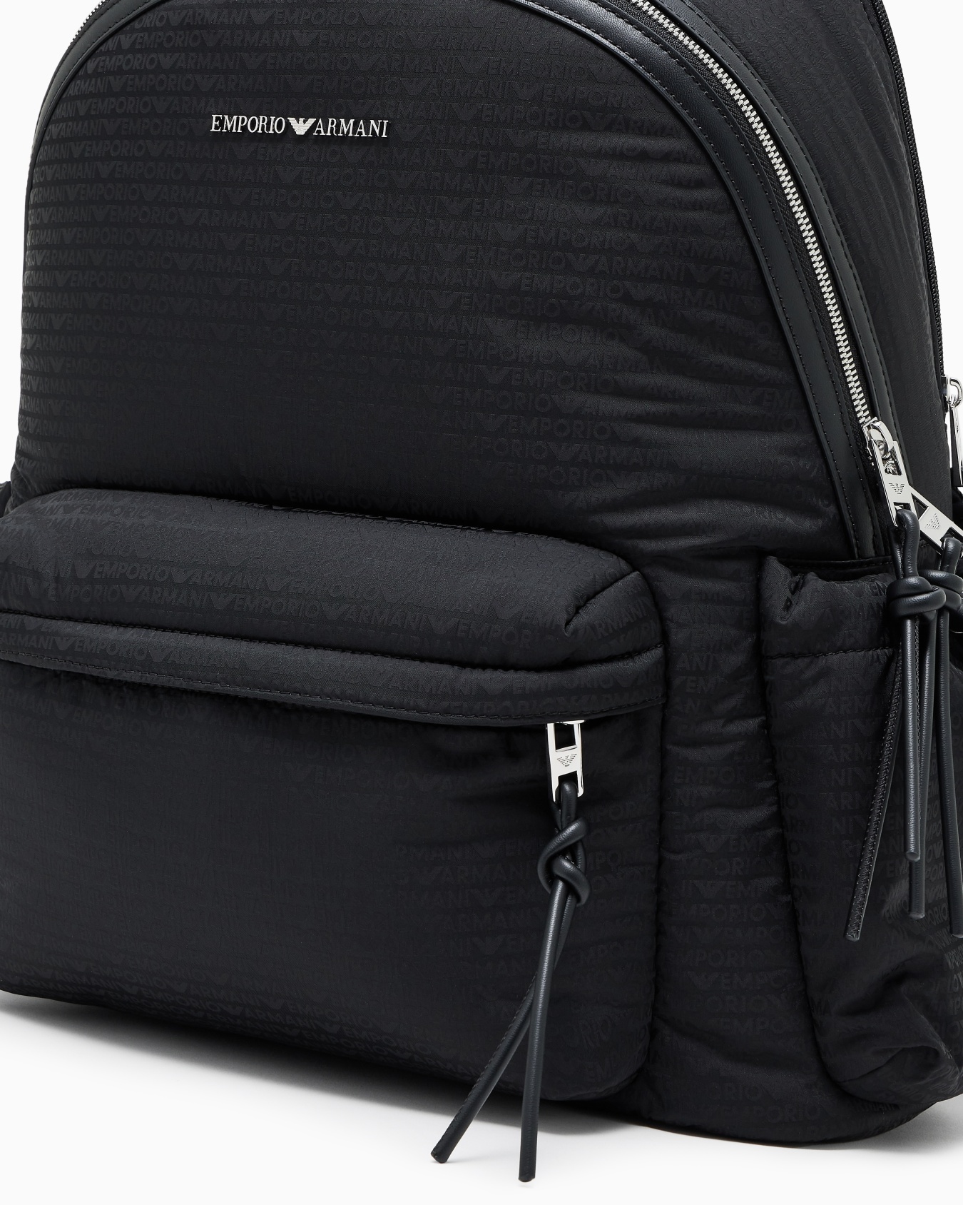 Round nylon backpack with monogram lettering Slide 4