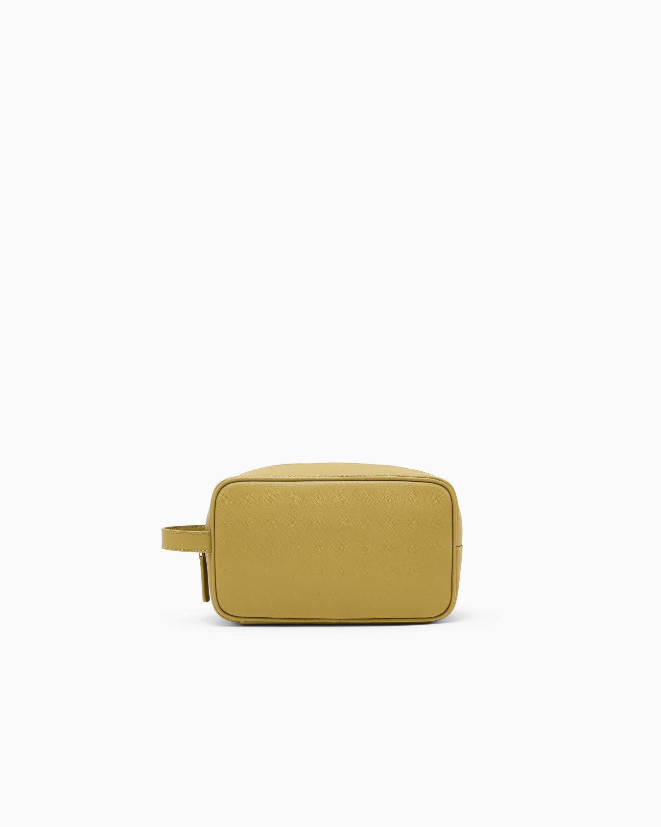 Saffiano beauty case with a side handle and metallic logo 슬라이드 1