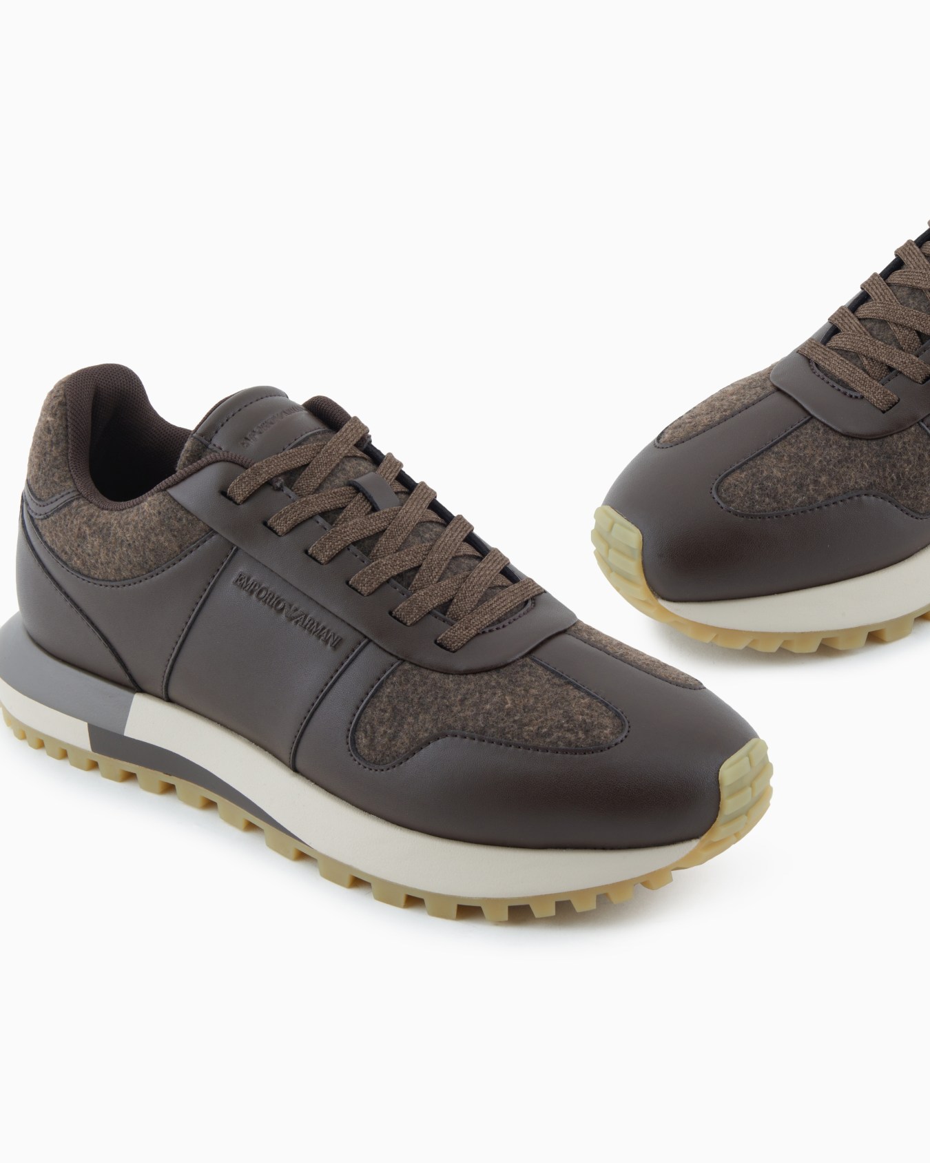 Leather sneakers with felt details Slide 4