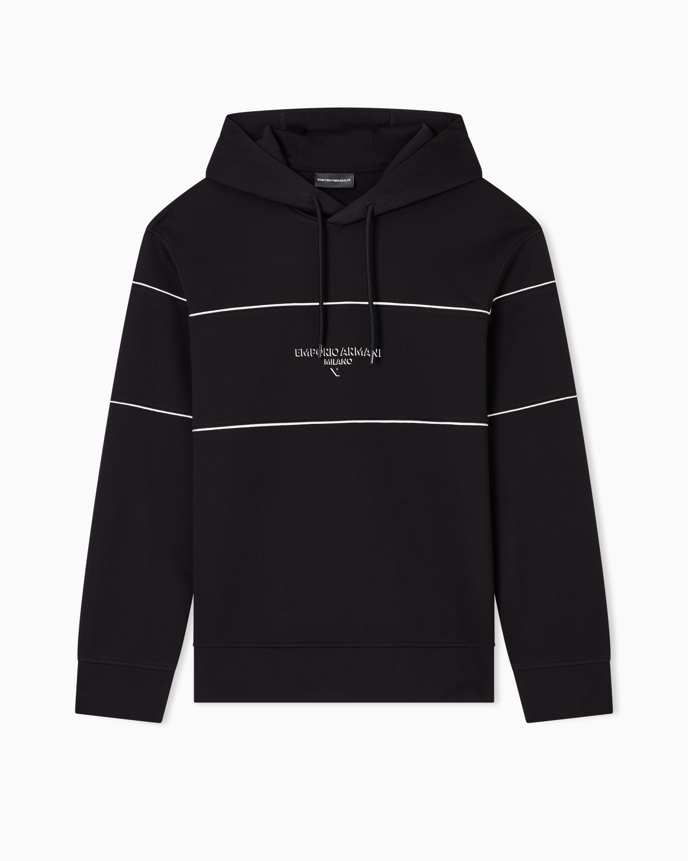 Double-jersey hooded sweatshirt with 3D-effect logo Slide 0