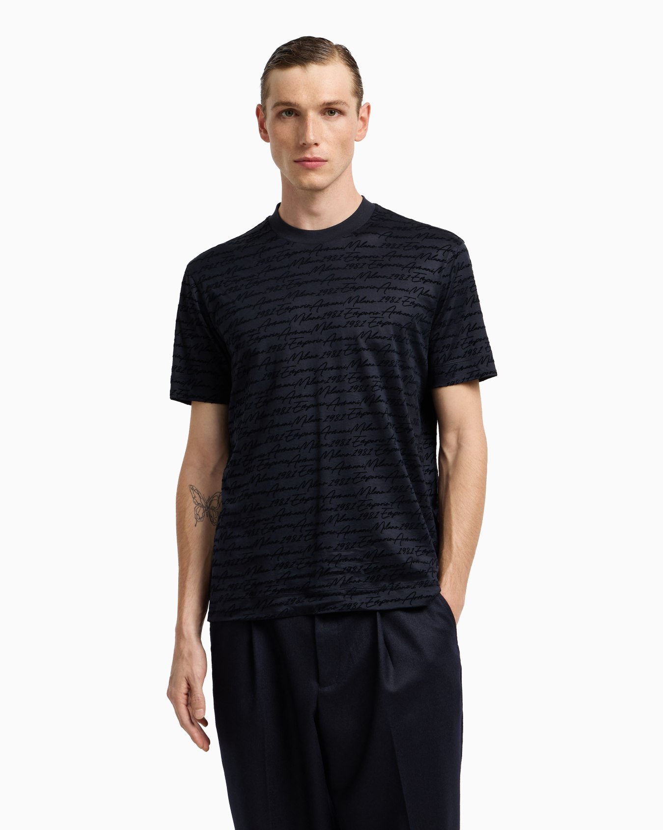 ASV Lyocell-blend jersey T-shirt with all-over flocked logo Slide 3