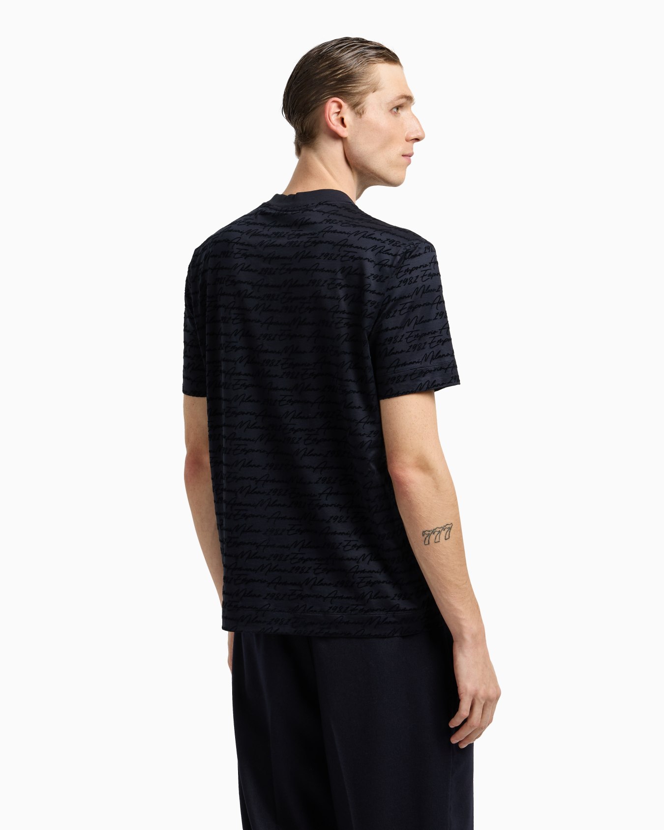 ASV Lyocell-blend jersey T-shirt with all-over flocked logo Slide 2