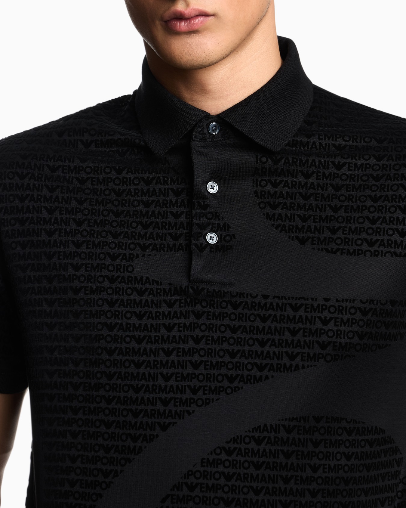 Polo con logo flock all over in jersey misto lyocell ASV Slide 4