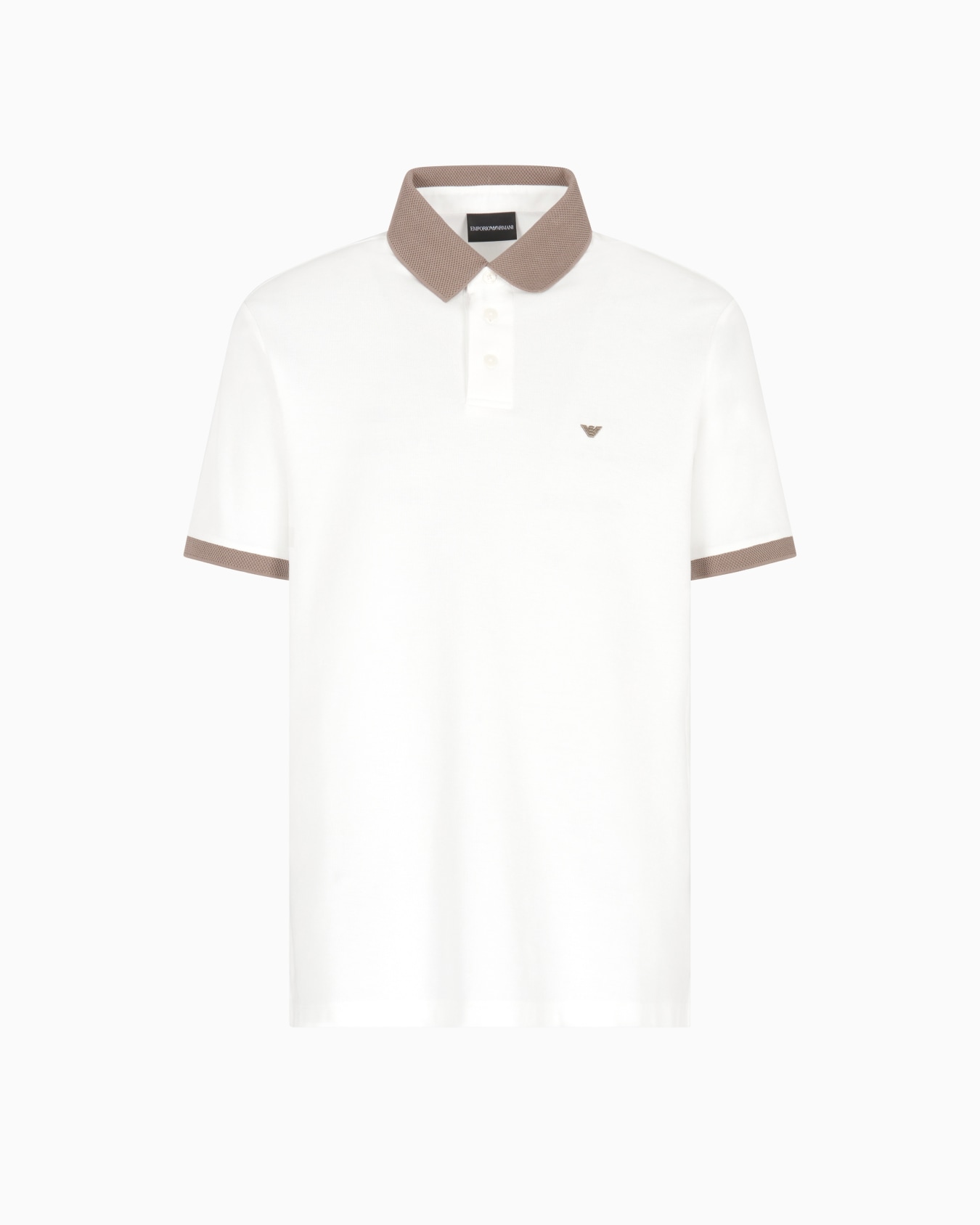 Piqué polo shirt with contrasting knit trim Slide 0