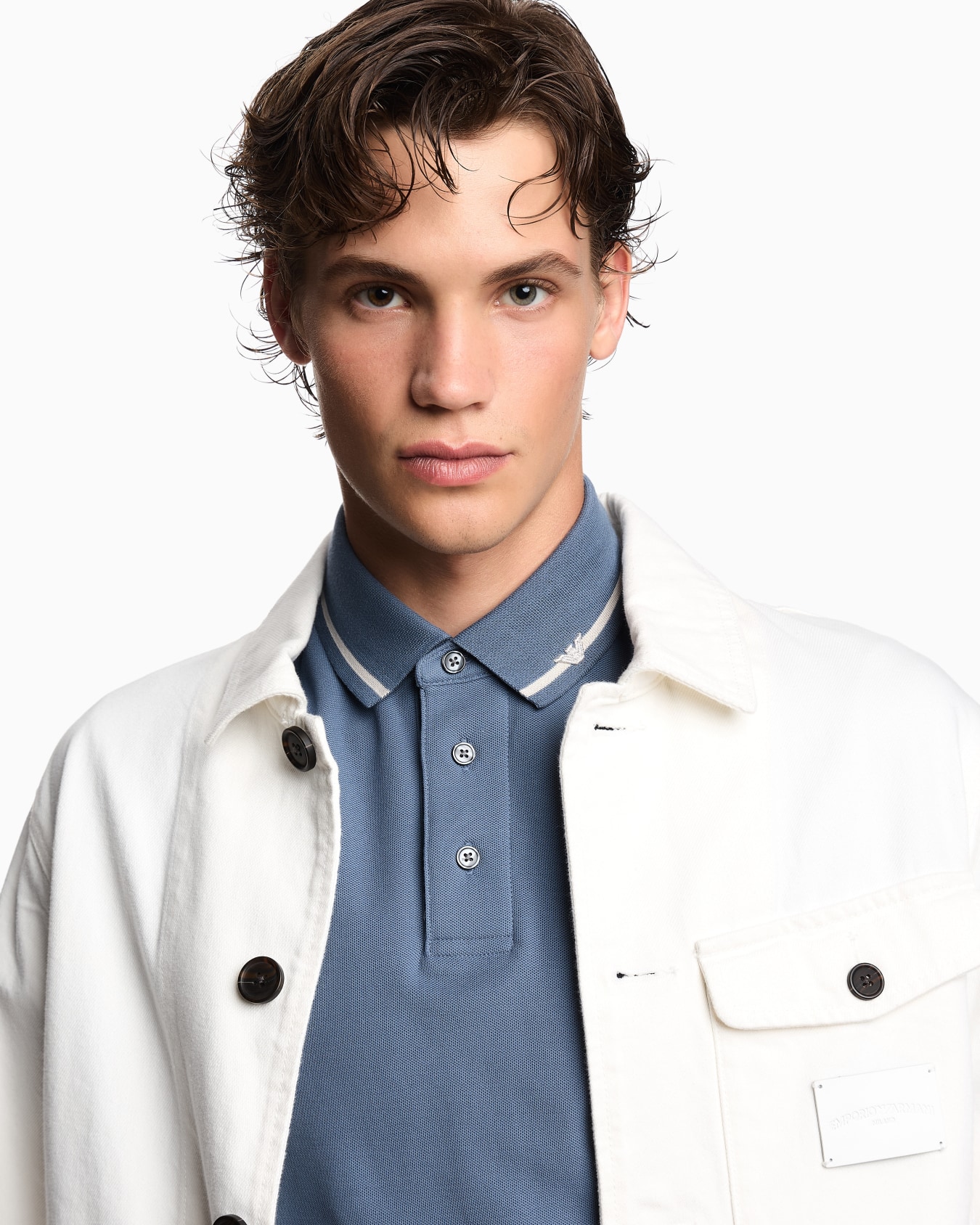 Polo en piqué avec bords et broderie micro-aigle Diapositive 4